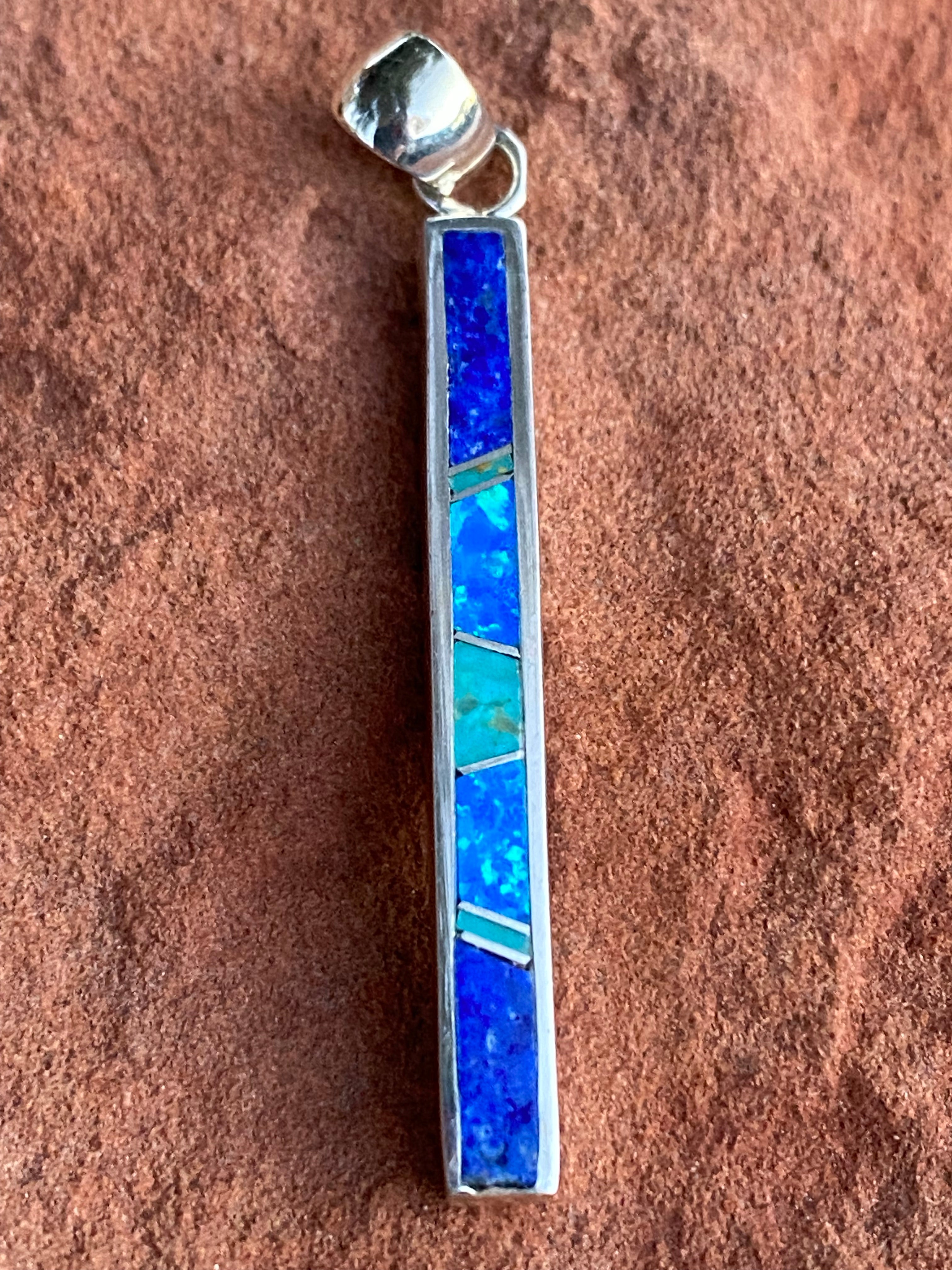 Navajo Lapis, Turquoise, Blue Opal Pendant