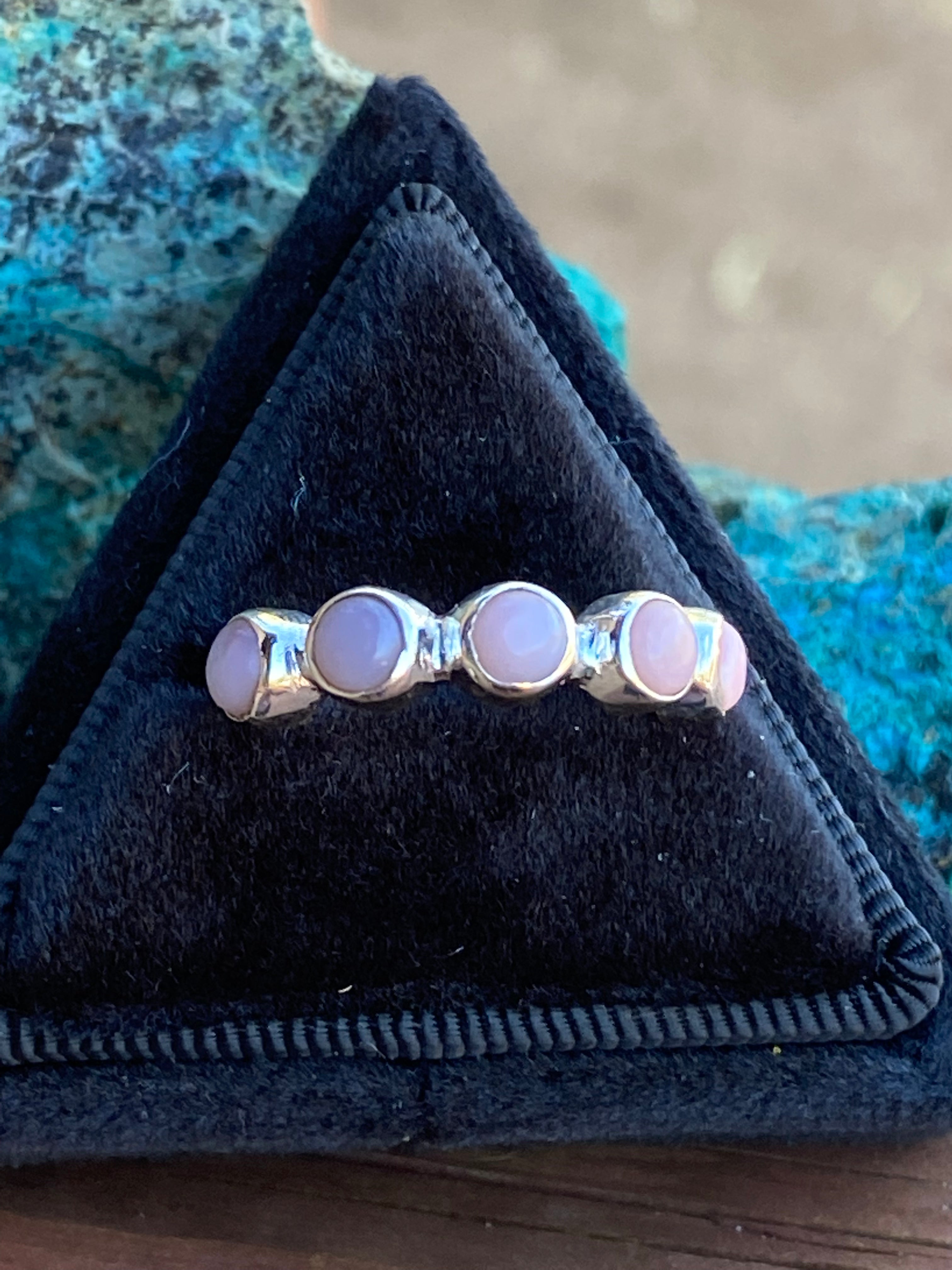 Pink Opal & Sterling Silver Stacker Band