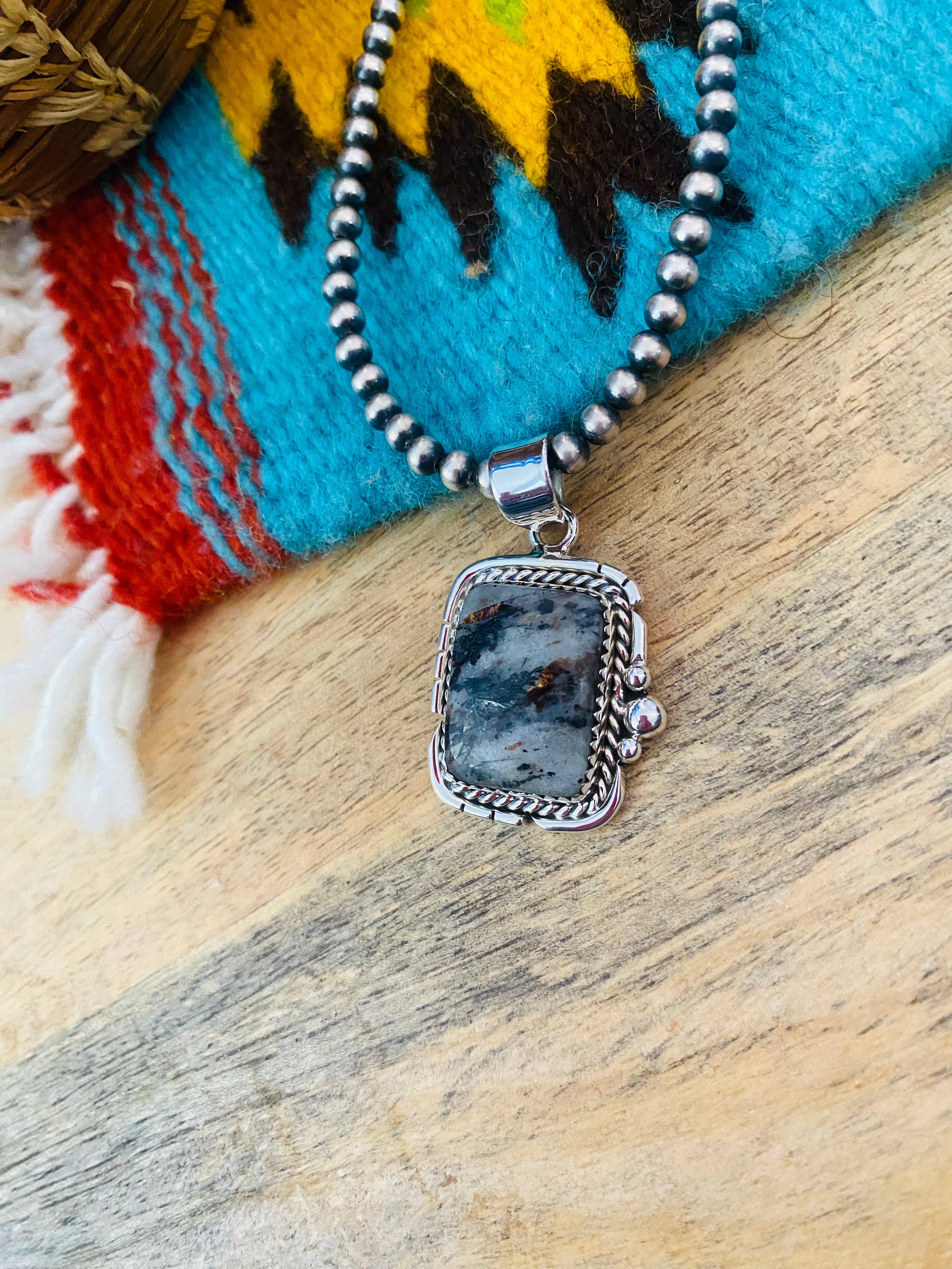 Handmade Sterling Silver & Chrysocolla Pendant