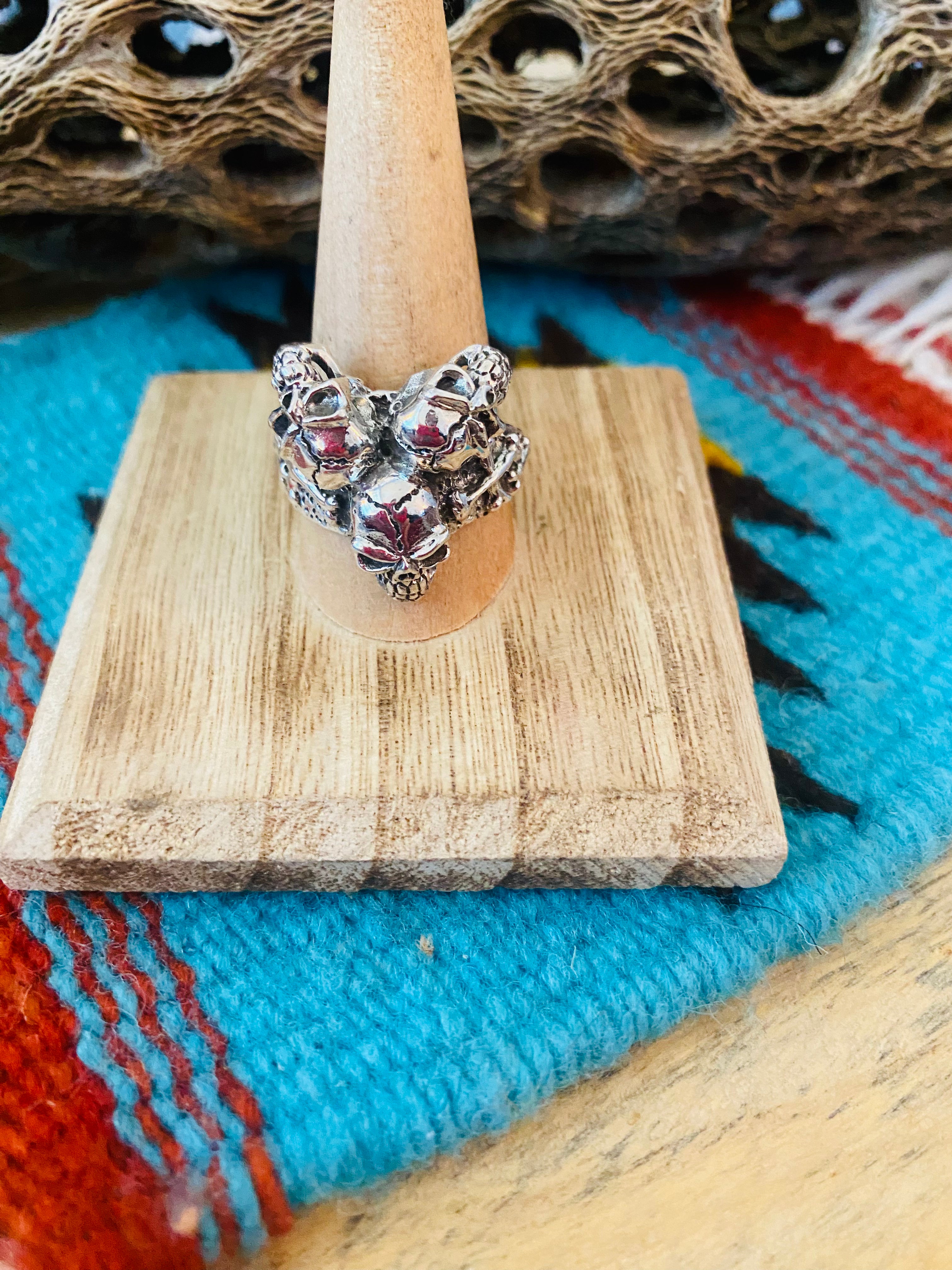 Handmade Sterling Silver Skull Ring Size 10