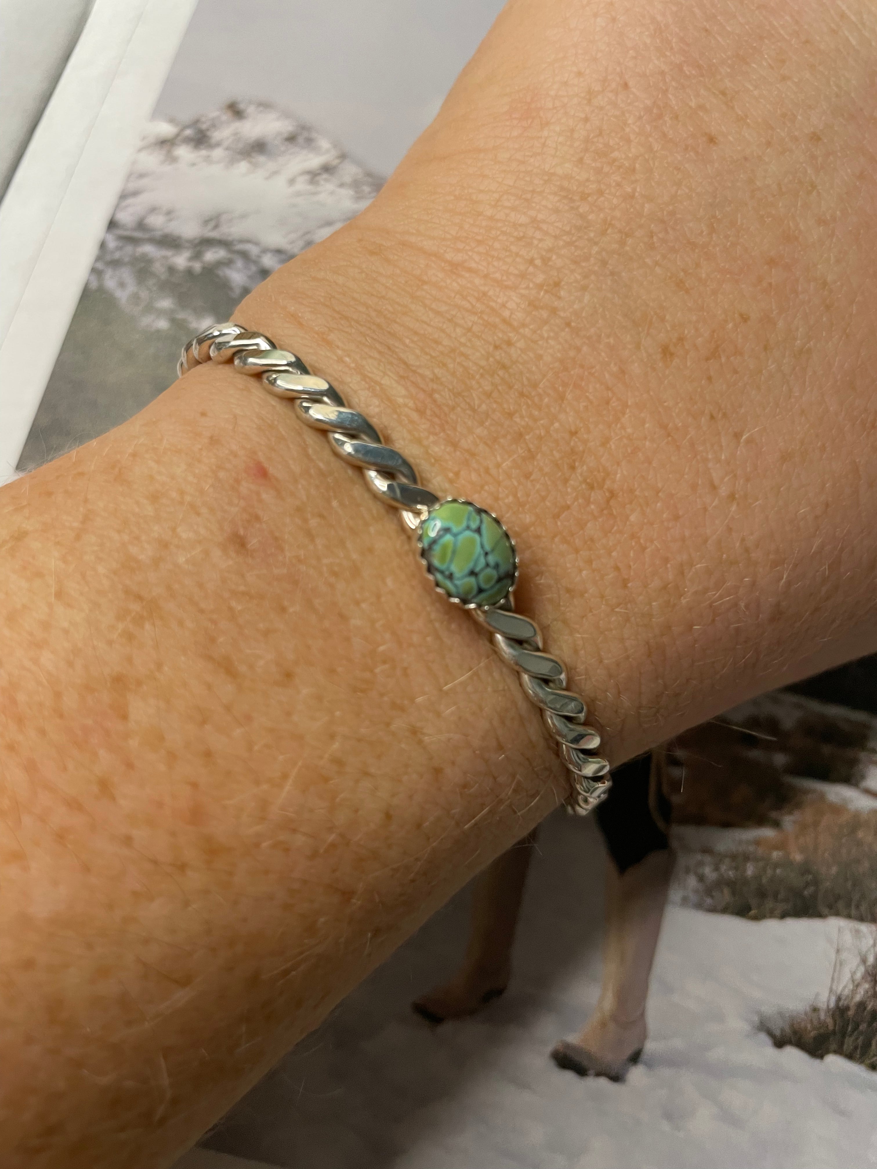 Navajo Sterling Silver & Turquoise Stacker Cuff Bracelet