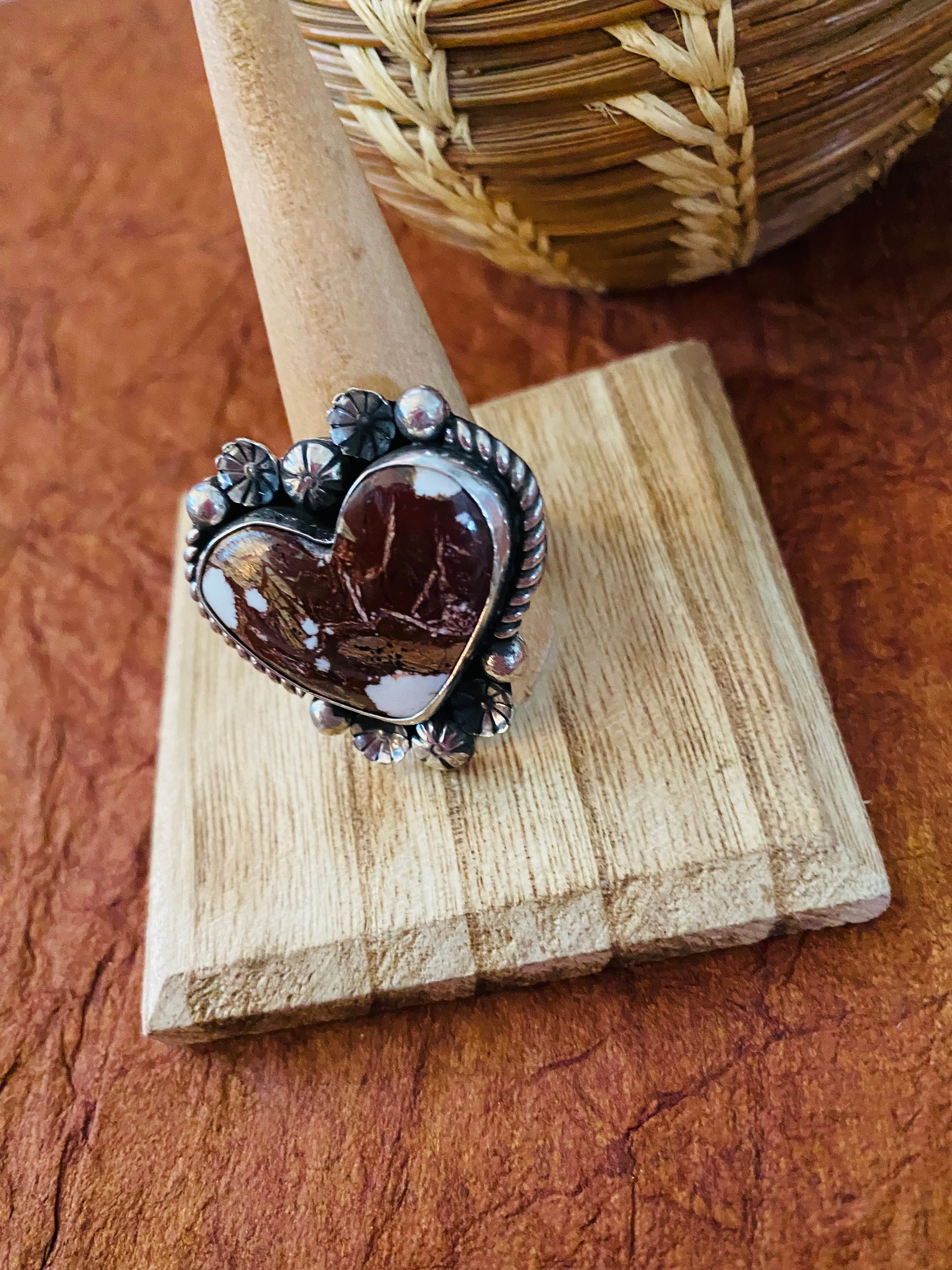 Navajo Wild Horse And Sterling Silver Heart Ring