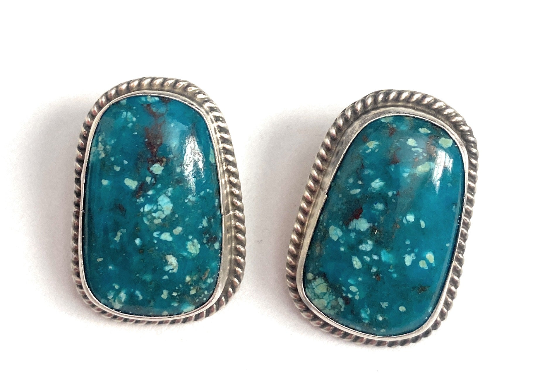 Navajo Sterling Silver & Royston Turquoise Stud Earrings