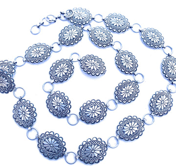 Handcrafted Vintage Sterling Silver Concho Belt 37-40"