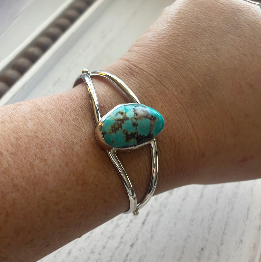 Navajo Sterling Silver & Turquoise Adjustable Cuff Bracelet