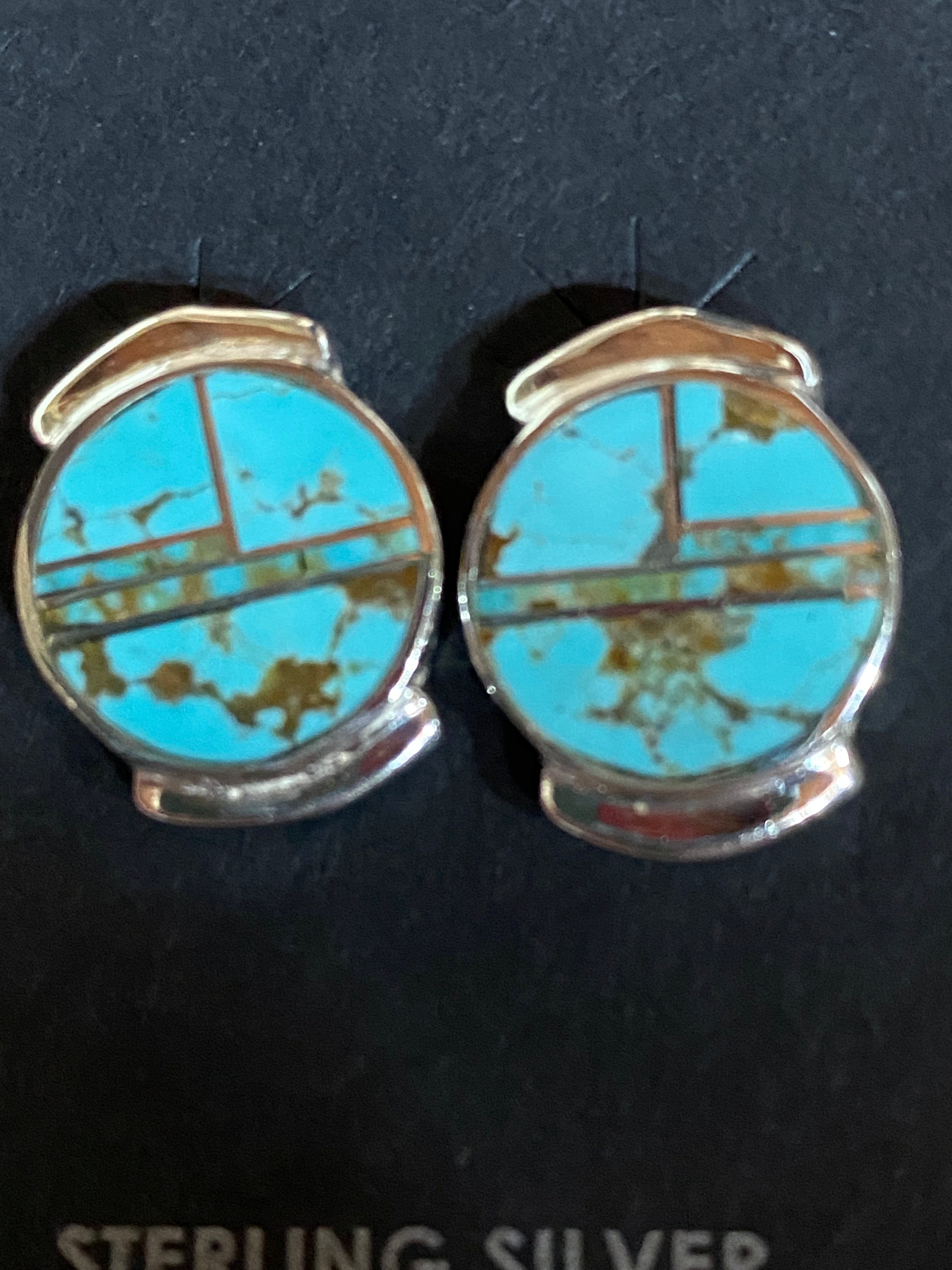 Navajo Turquoise 8 & Sterling Silver Stud Earrings