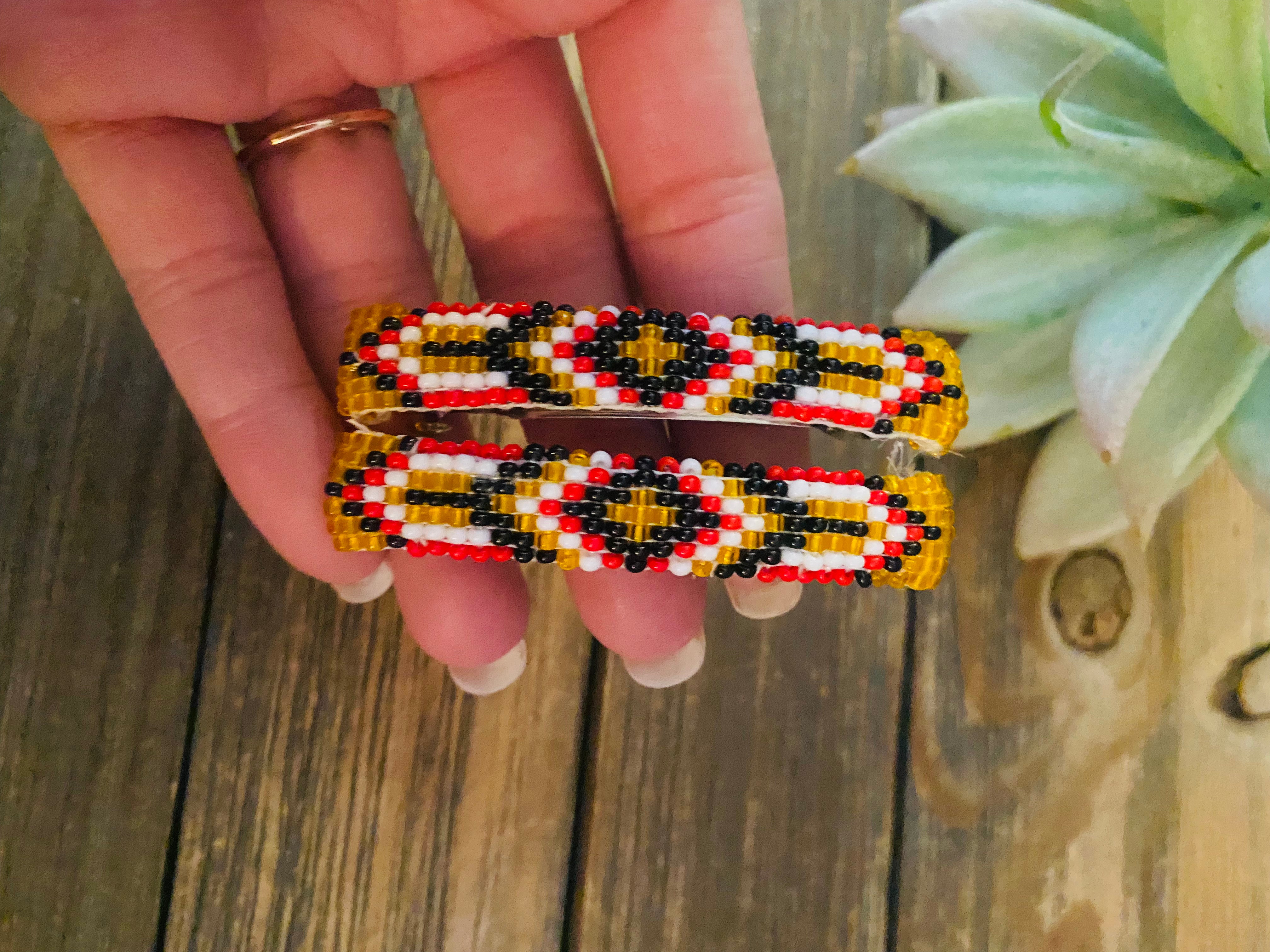 Navajo Handmade Beaded Barrette Set