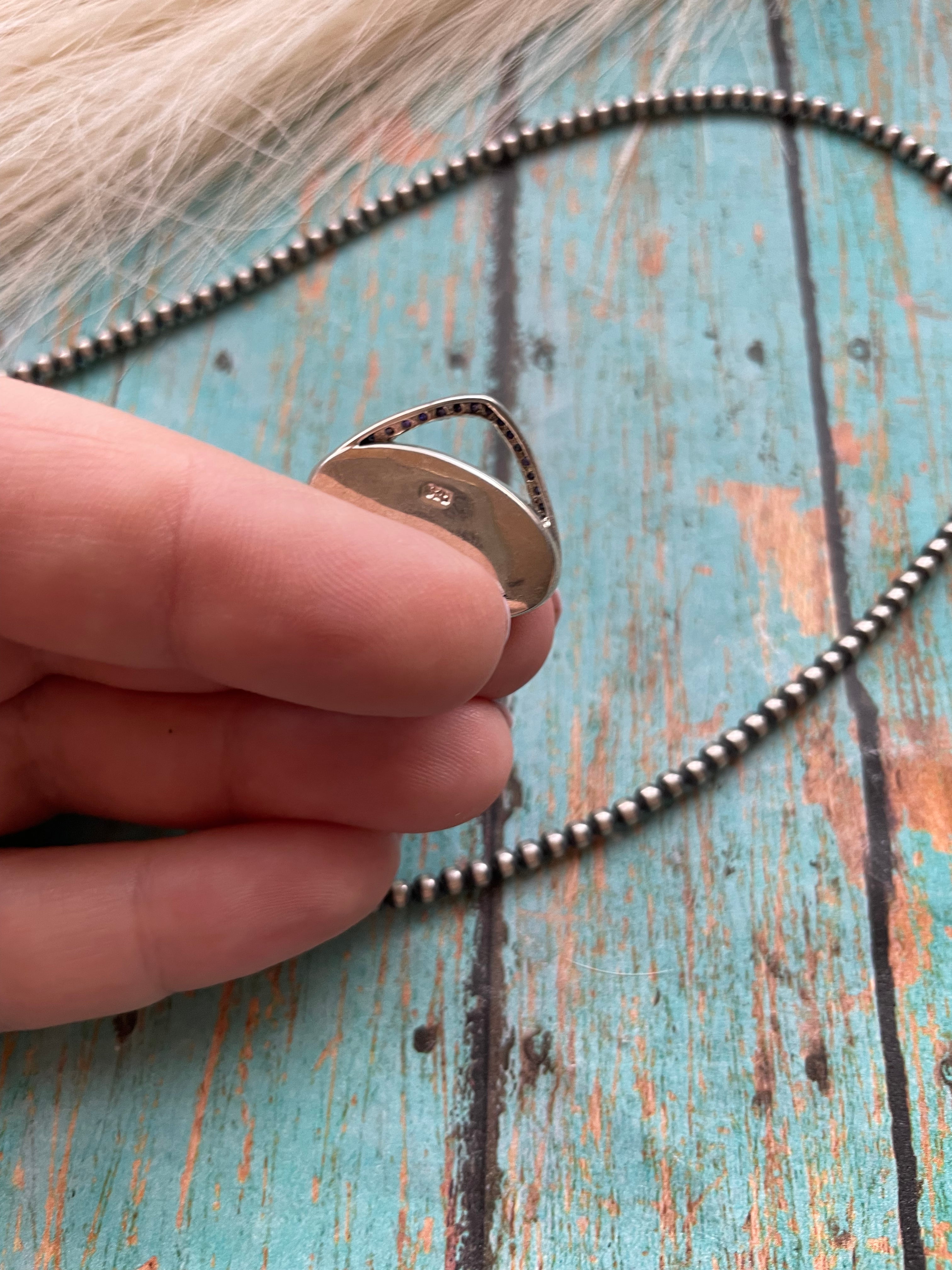 Navajo Sterling Silver & Turquoise Inlay Pendant