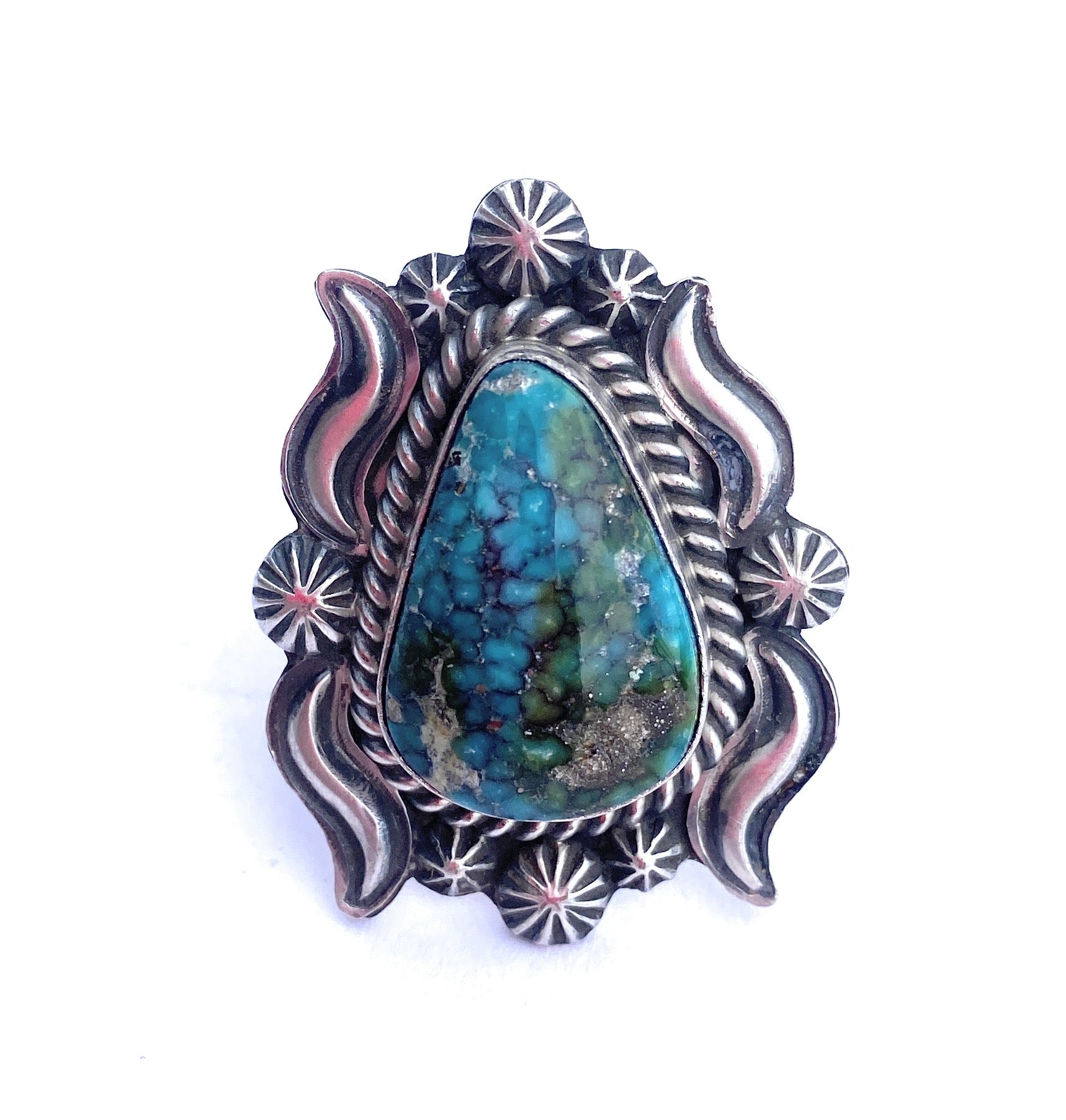 Navajo Kingman Web Turquoise & Sterling Silver Ring Size 6