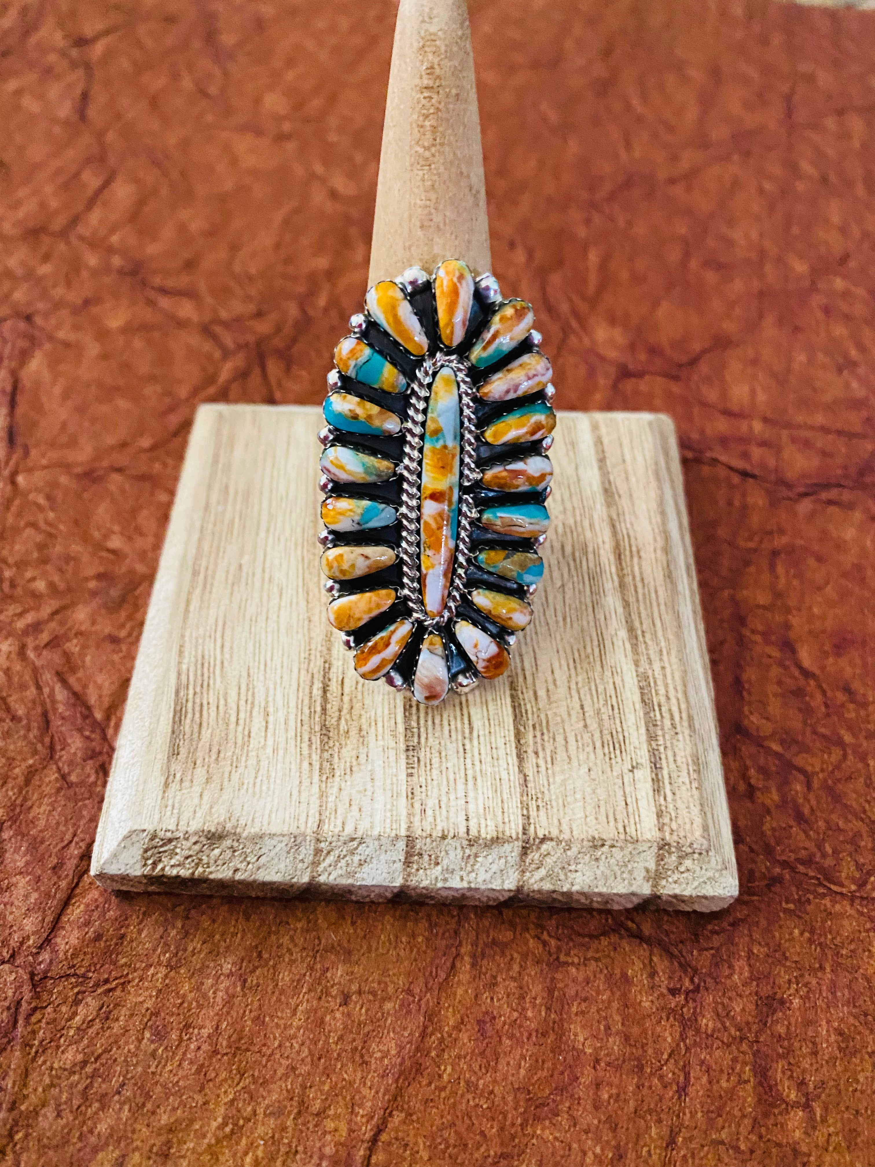 Navajo Sterling Silver & Natural Spice Mojave Cluster Ring