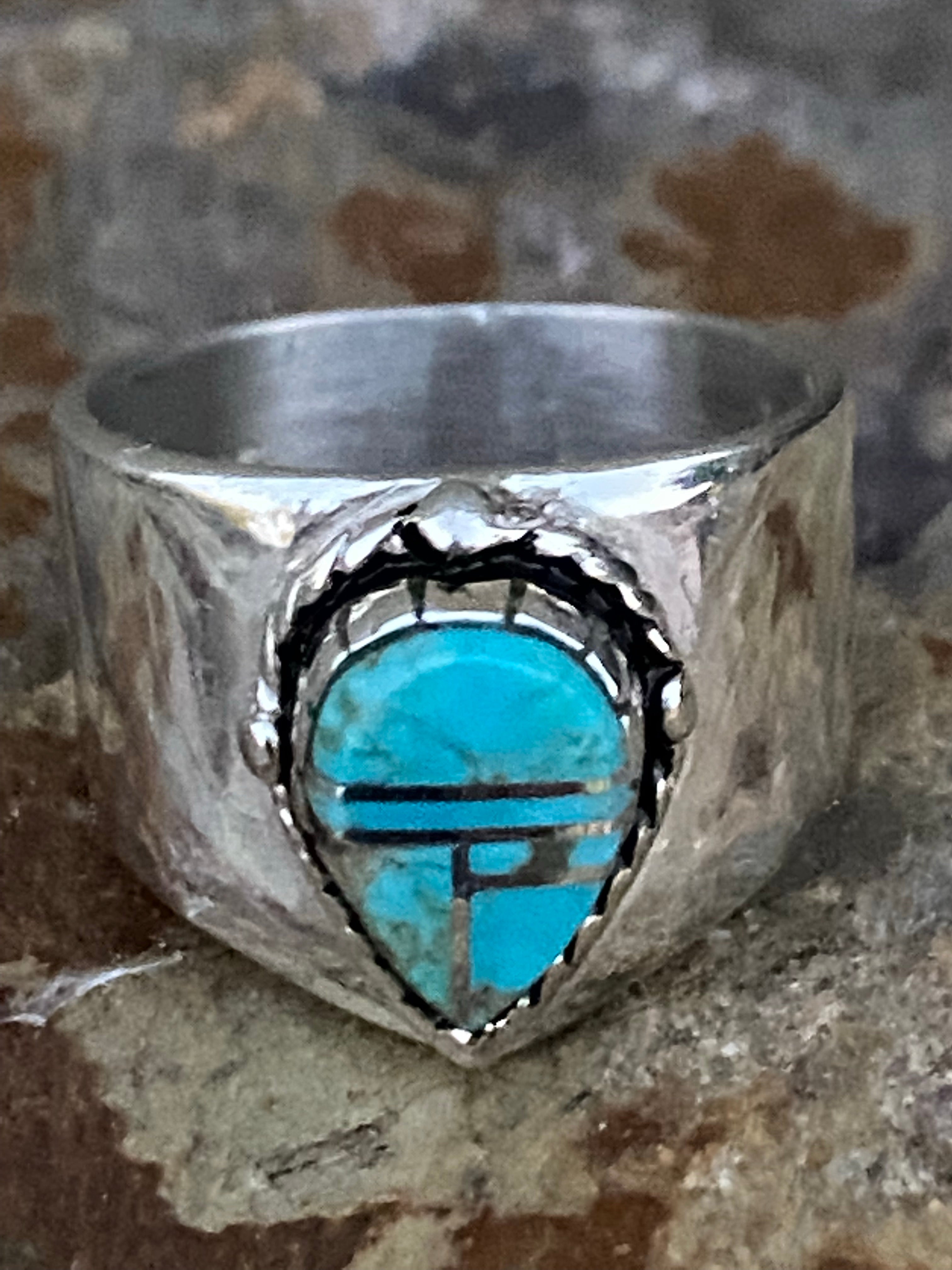 Navajo Turquoise 8 & Sterling Silver Drop Cigar Band