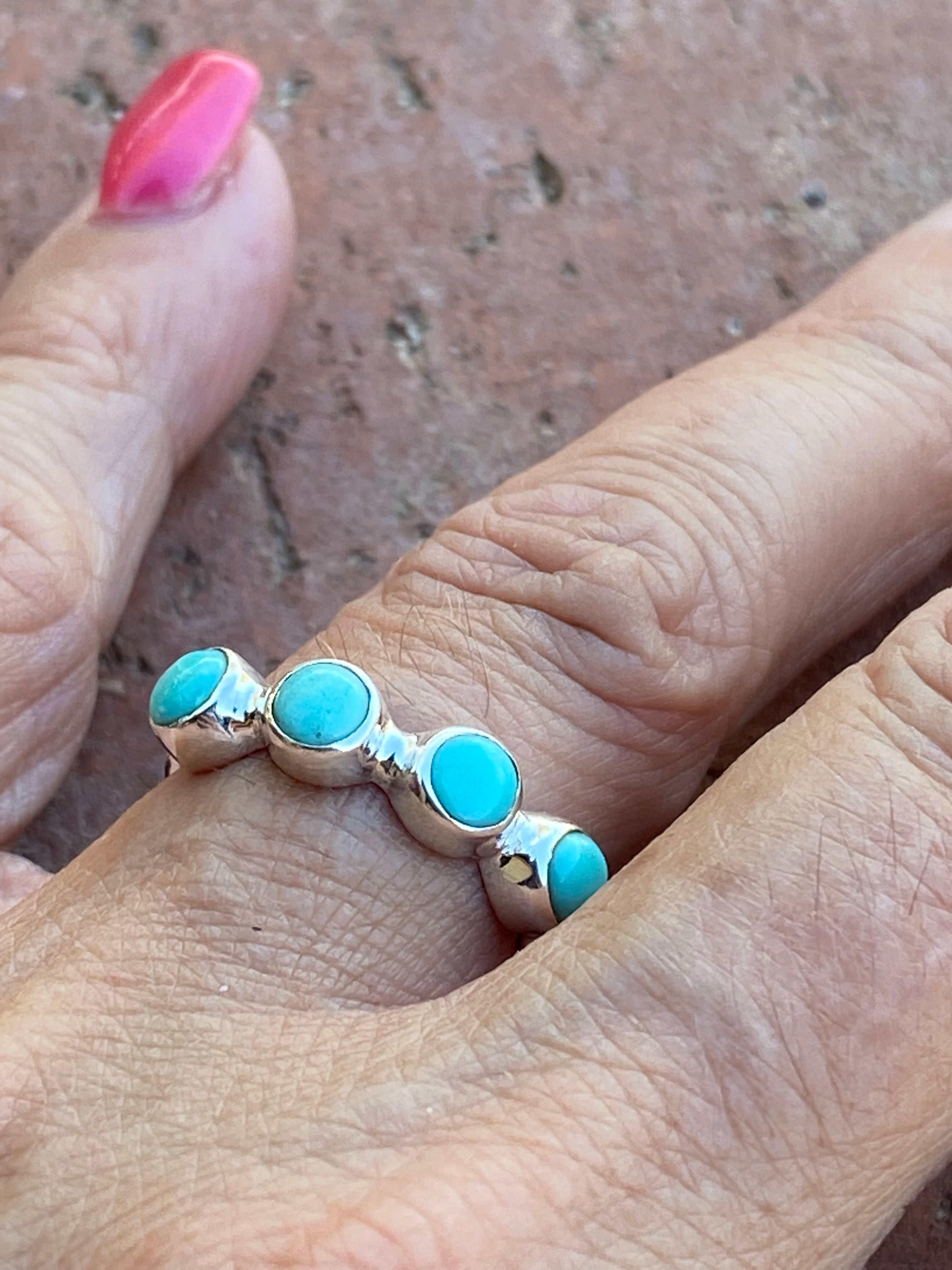 Kingman Turquoise & Sterling Silver Stacker Band