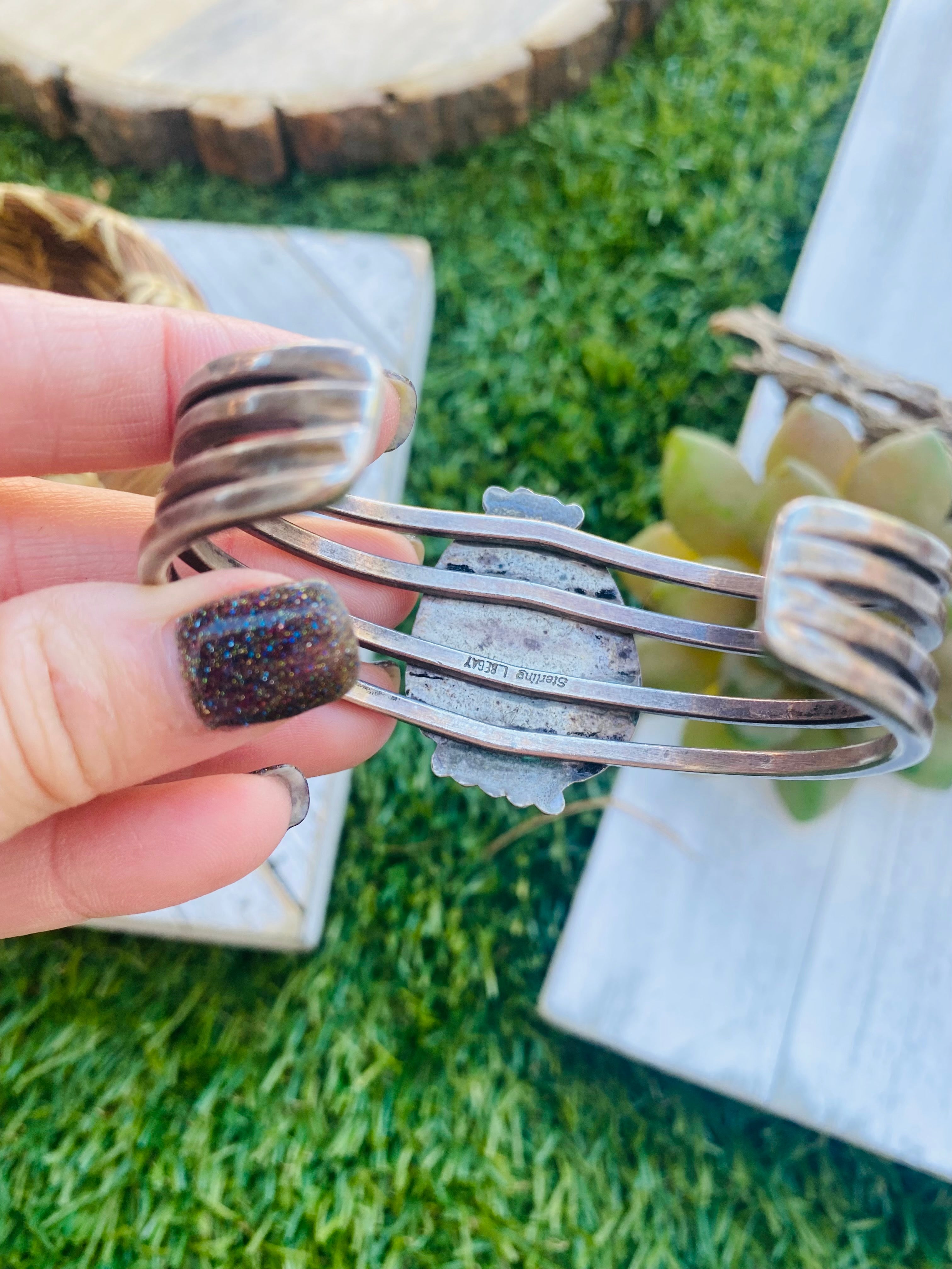 Vintage Navajo Sterling Silver Cuff Bracelet Signed