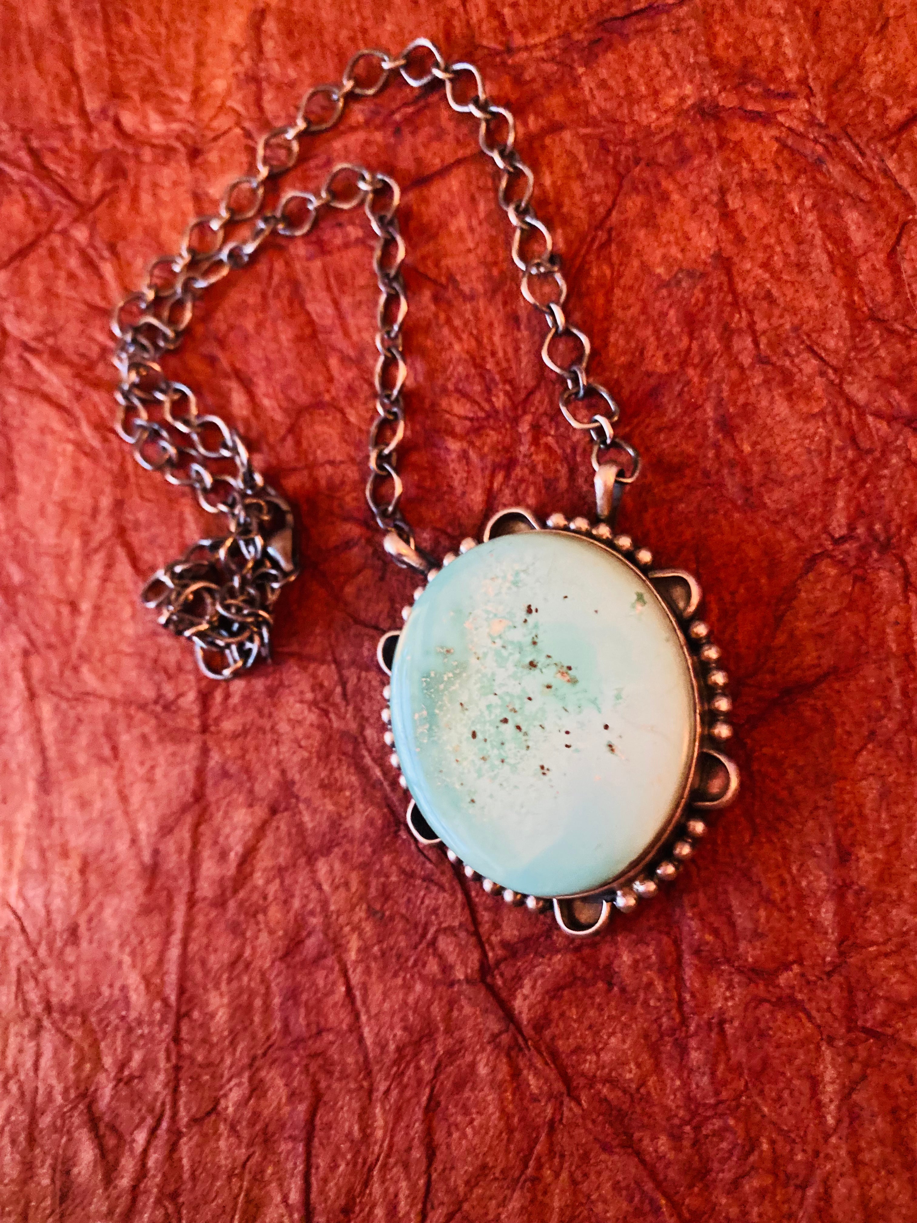 Navajo Sterling Silver & Kingman Turquoise Necklace