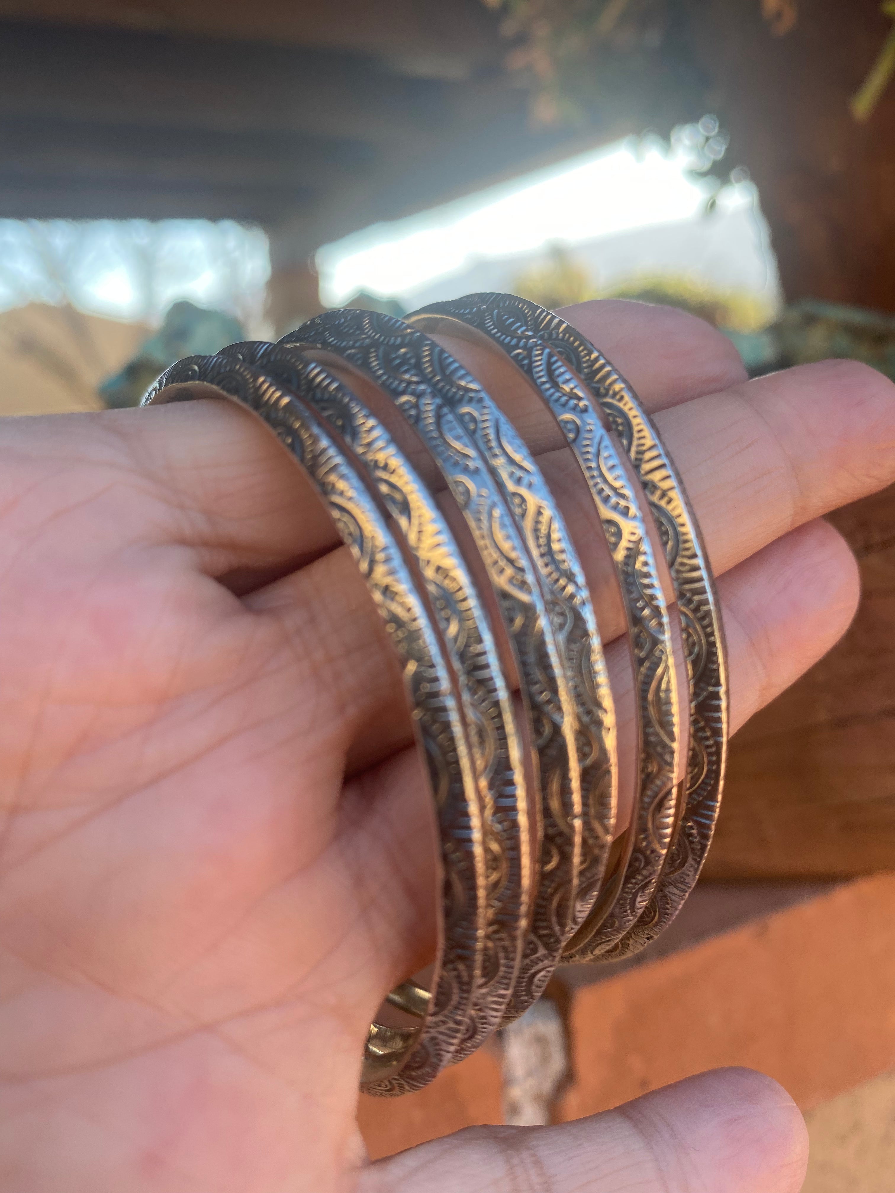 Handmade Sterling Silver Hand Stamped Dome Stacker Cuff