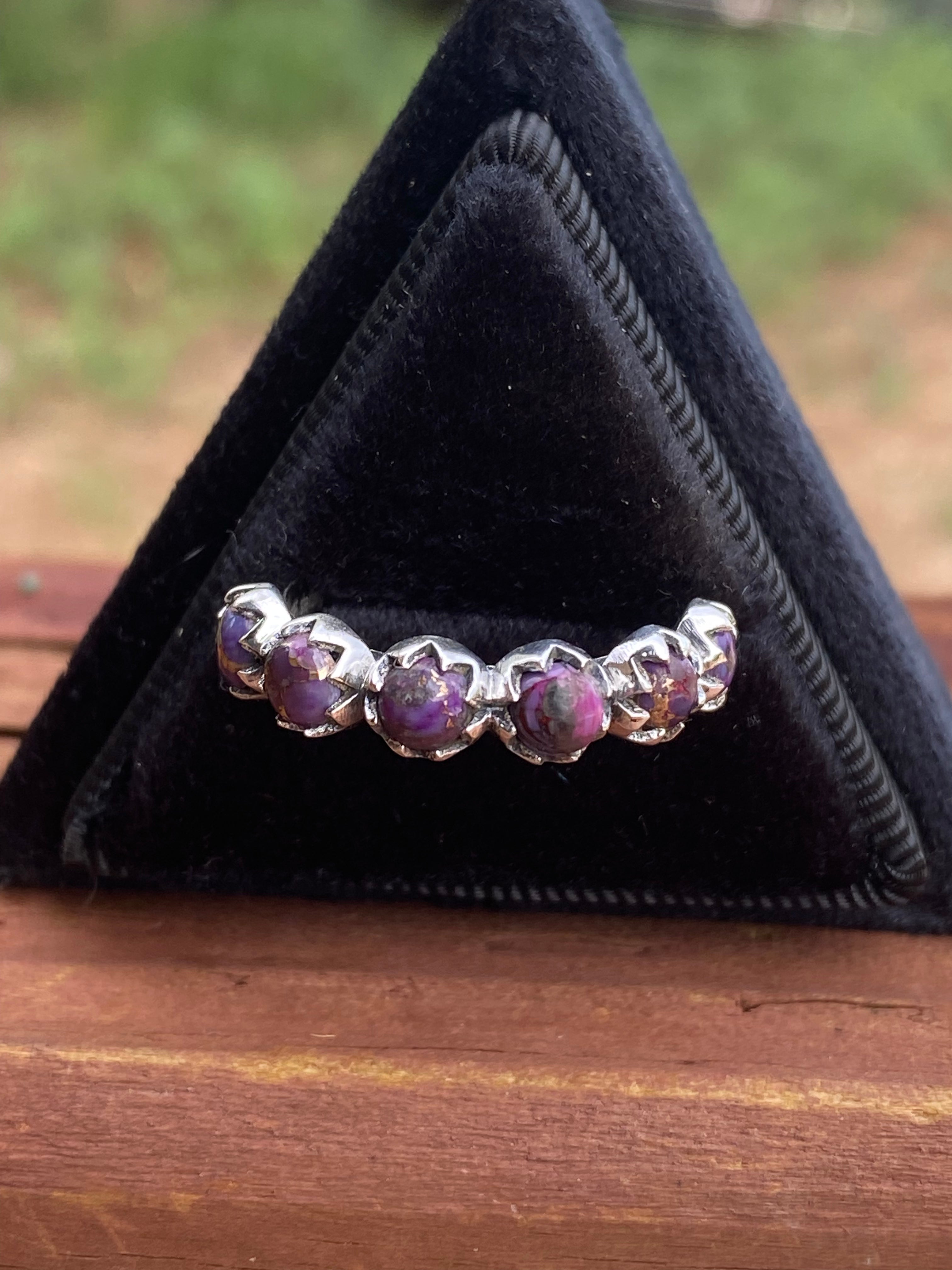 4mm Purple Mojave 6 Stone Sterling Silver Stacker Band