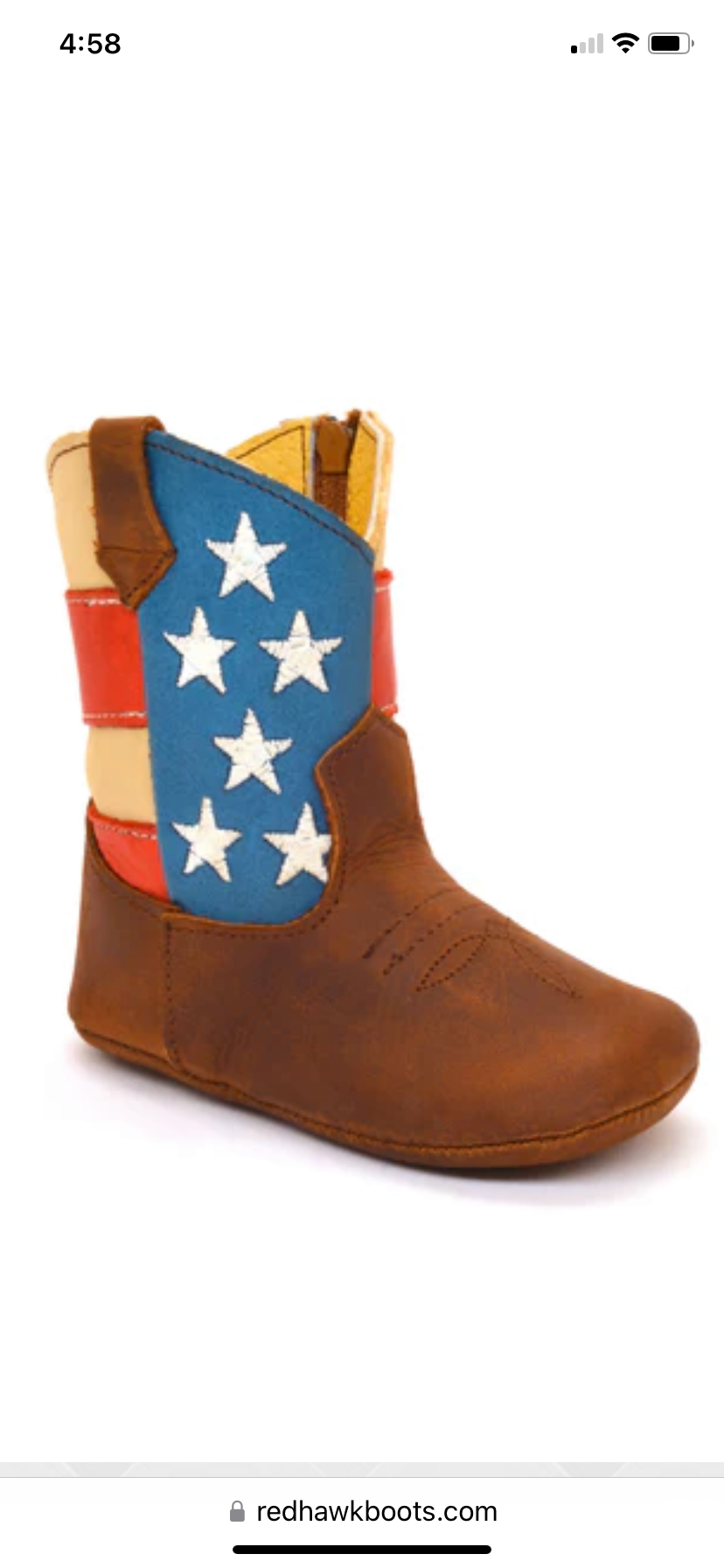 Western Leather infant Baby Boots Stars & Stripes USA