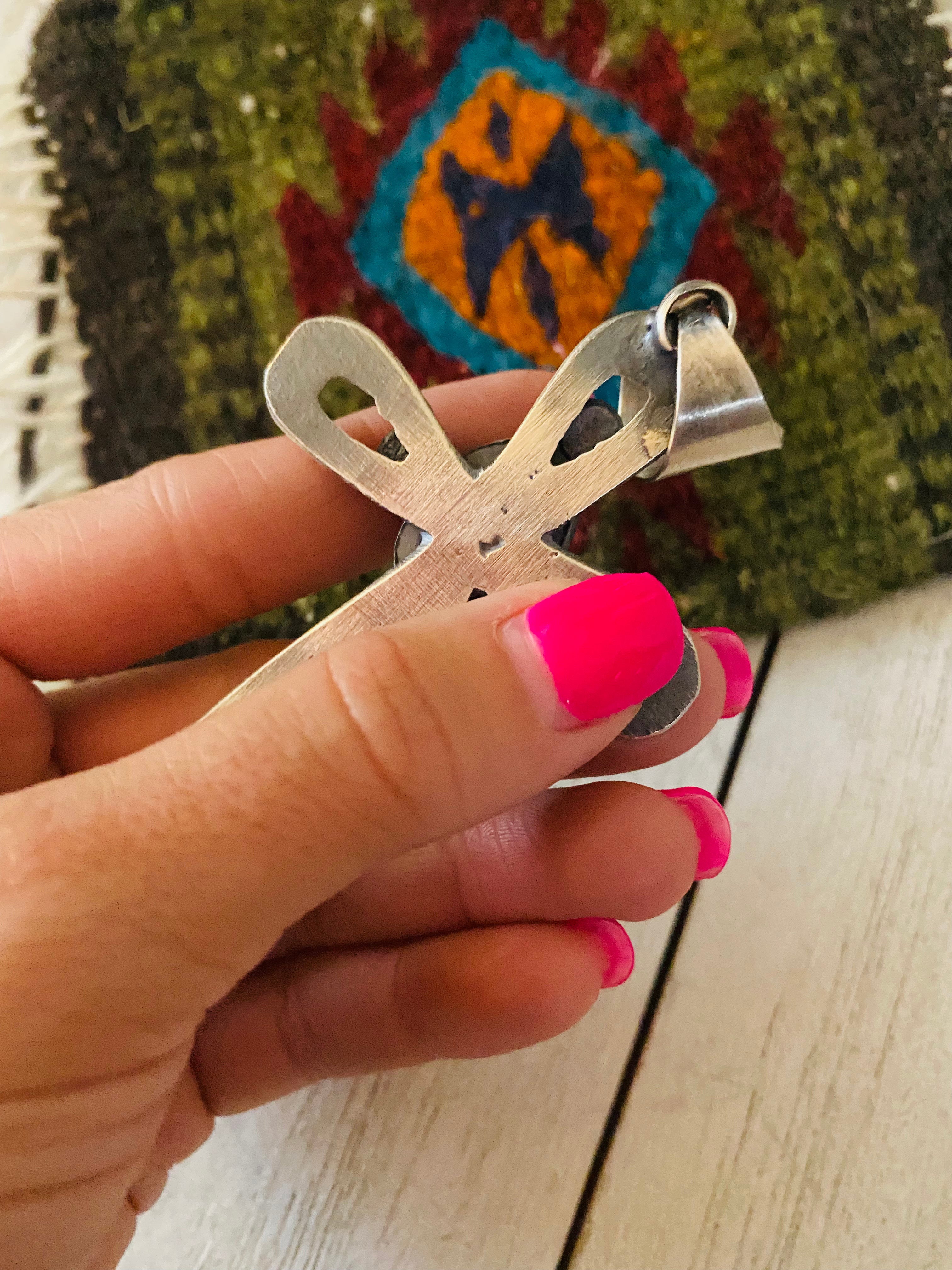 Navajo Sterling Silver & Turquoise Cross Pendant