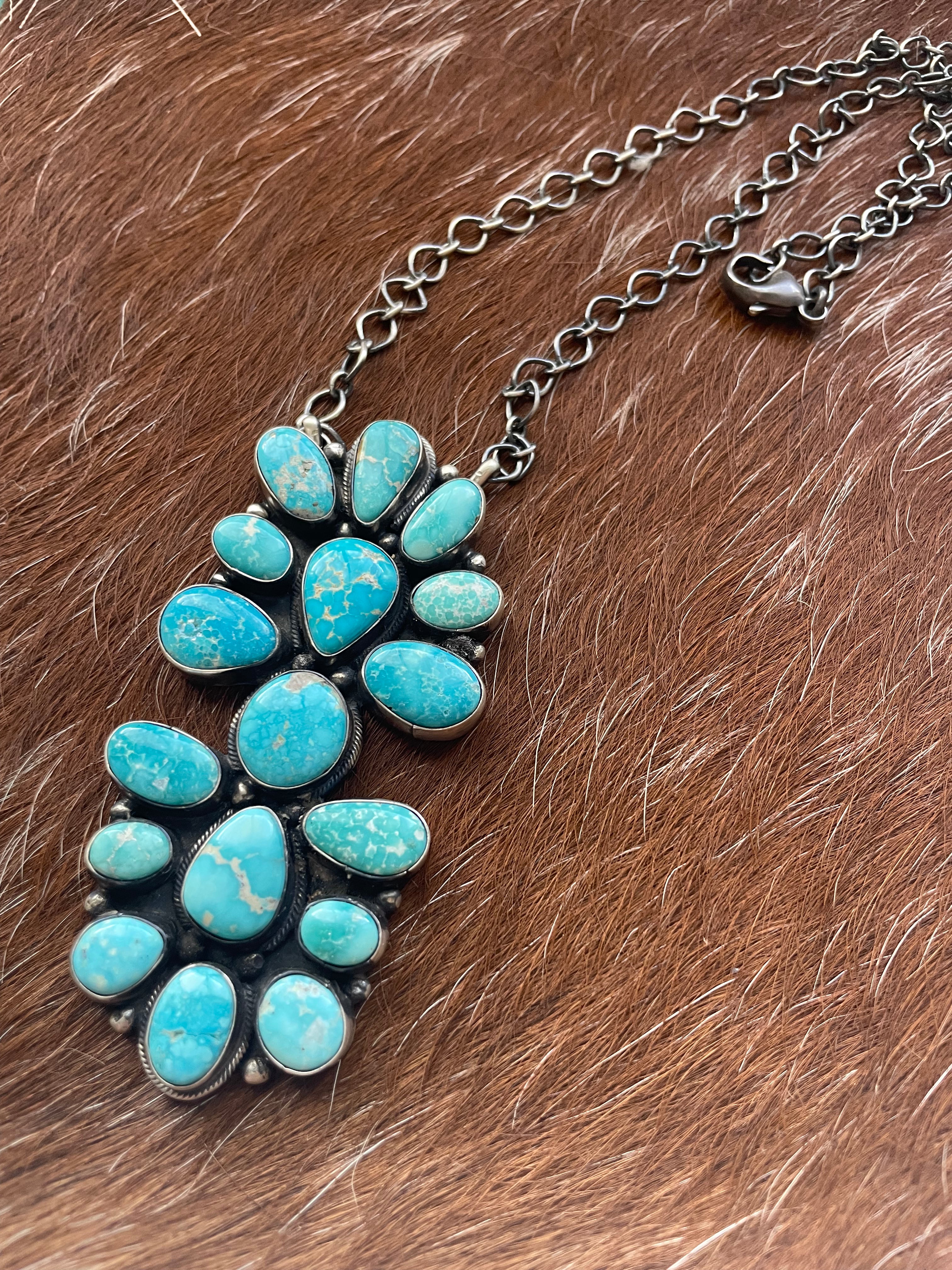 Navajo Sterling Silver Turquoise Necklace By Sheila Becenti