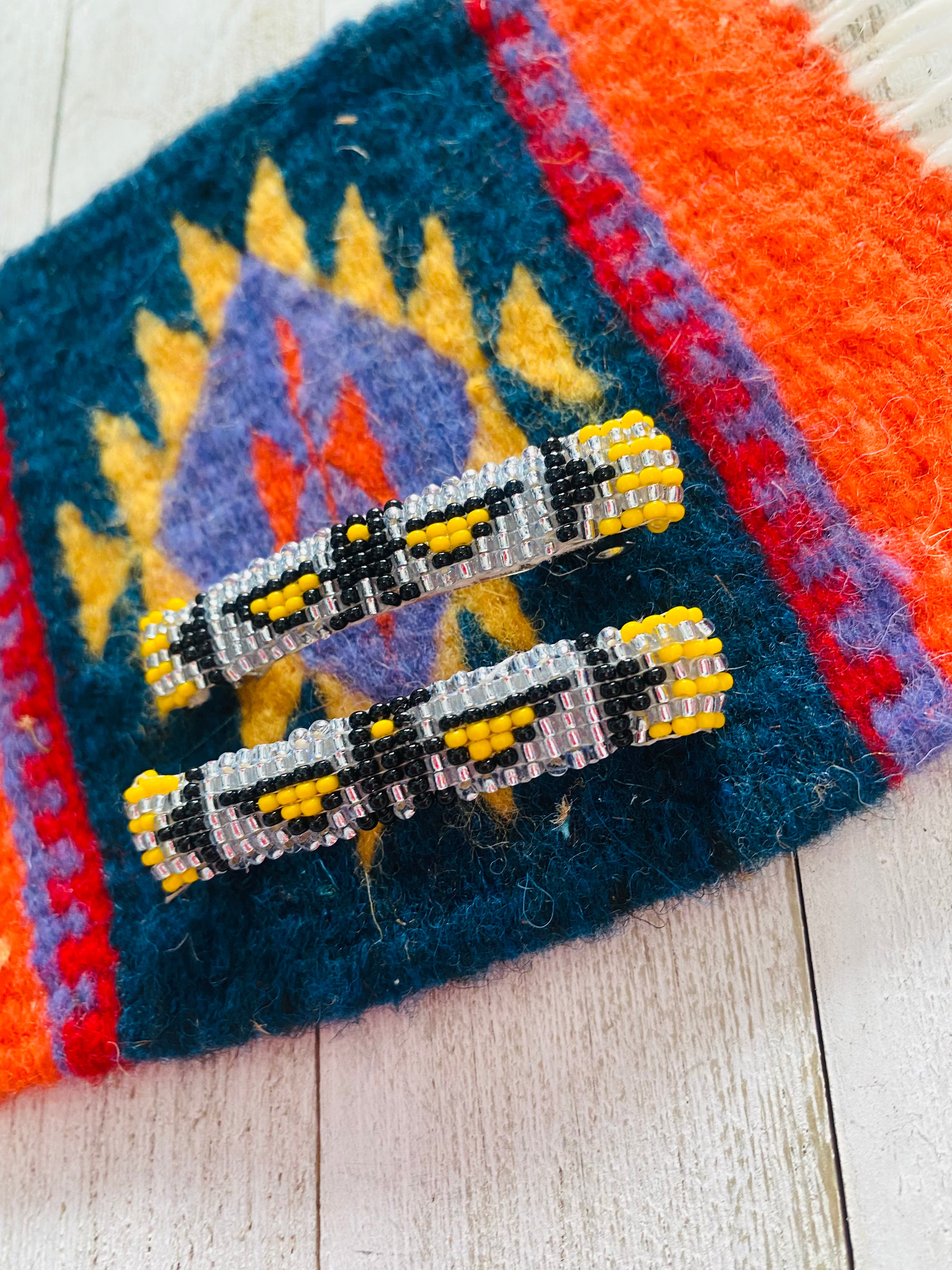 Navajo Handmade Beaded Barrette Set