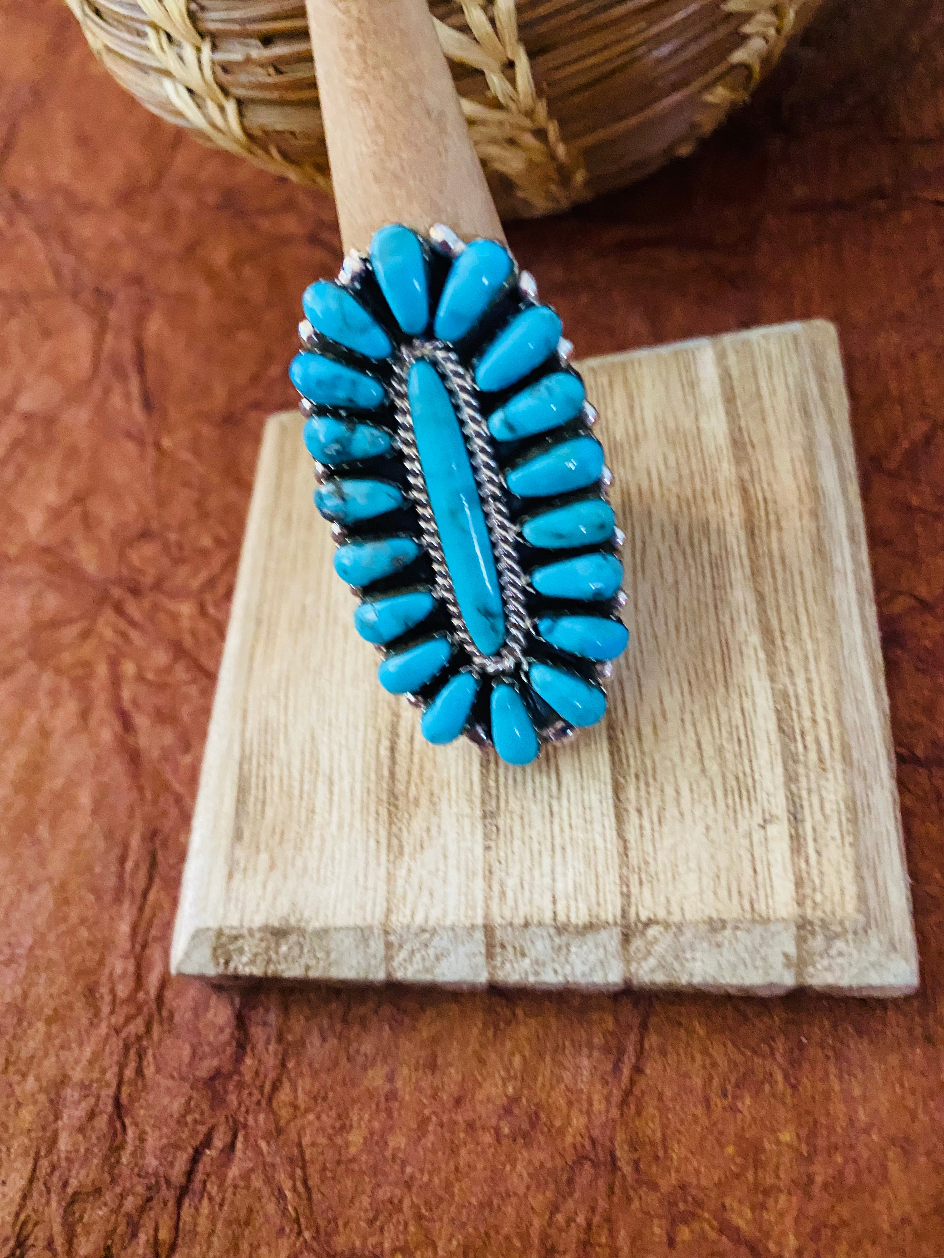 Navajo Natural Kingman Turquoise Cluster Ring