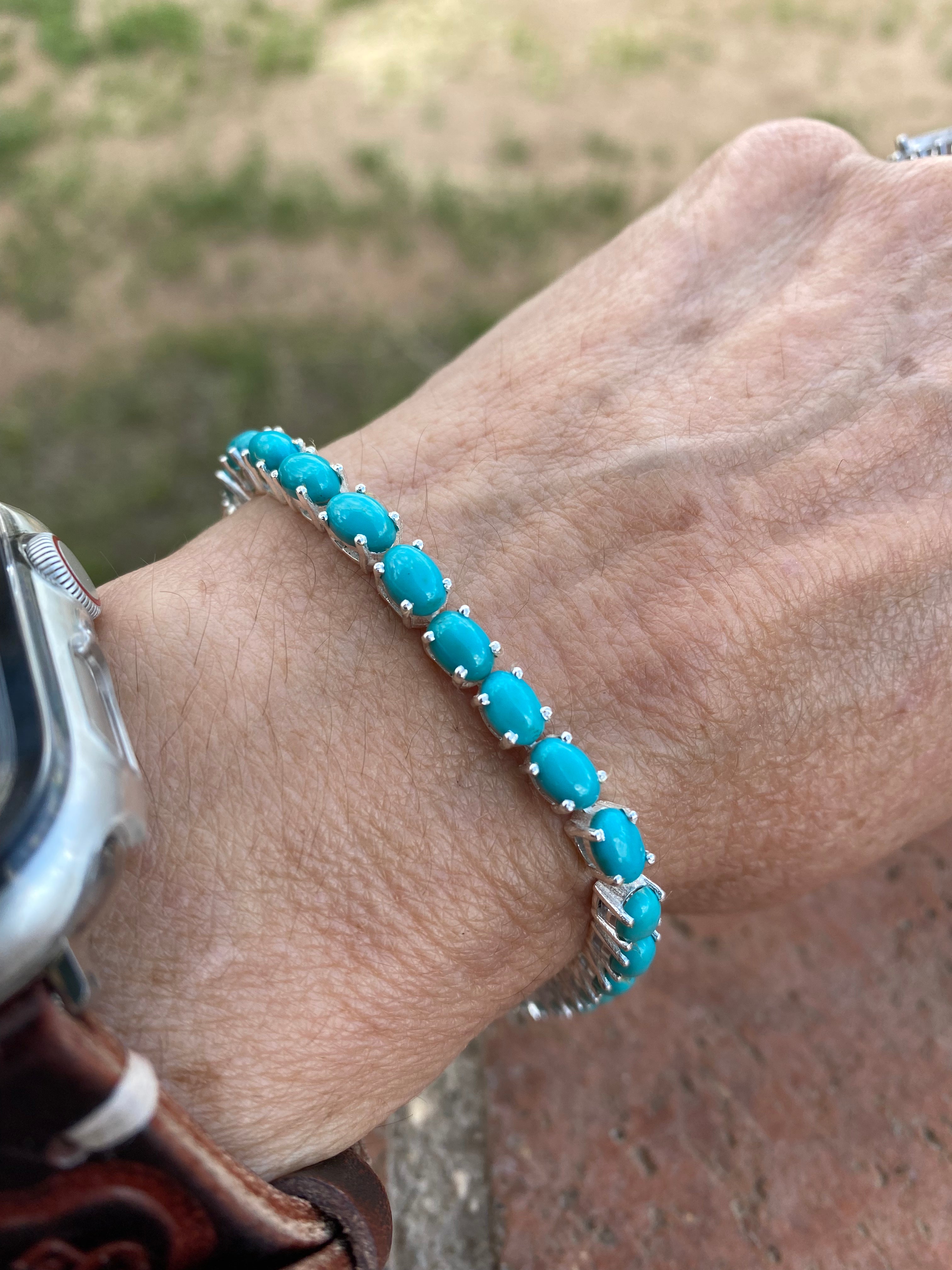 Sleeping Beauty Turquoise and Sterling Silver Link Bracelet