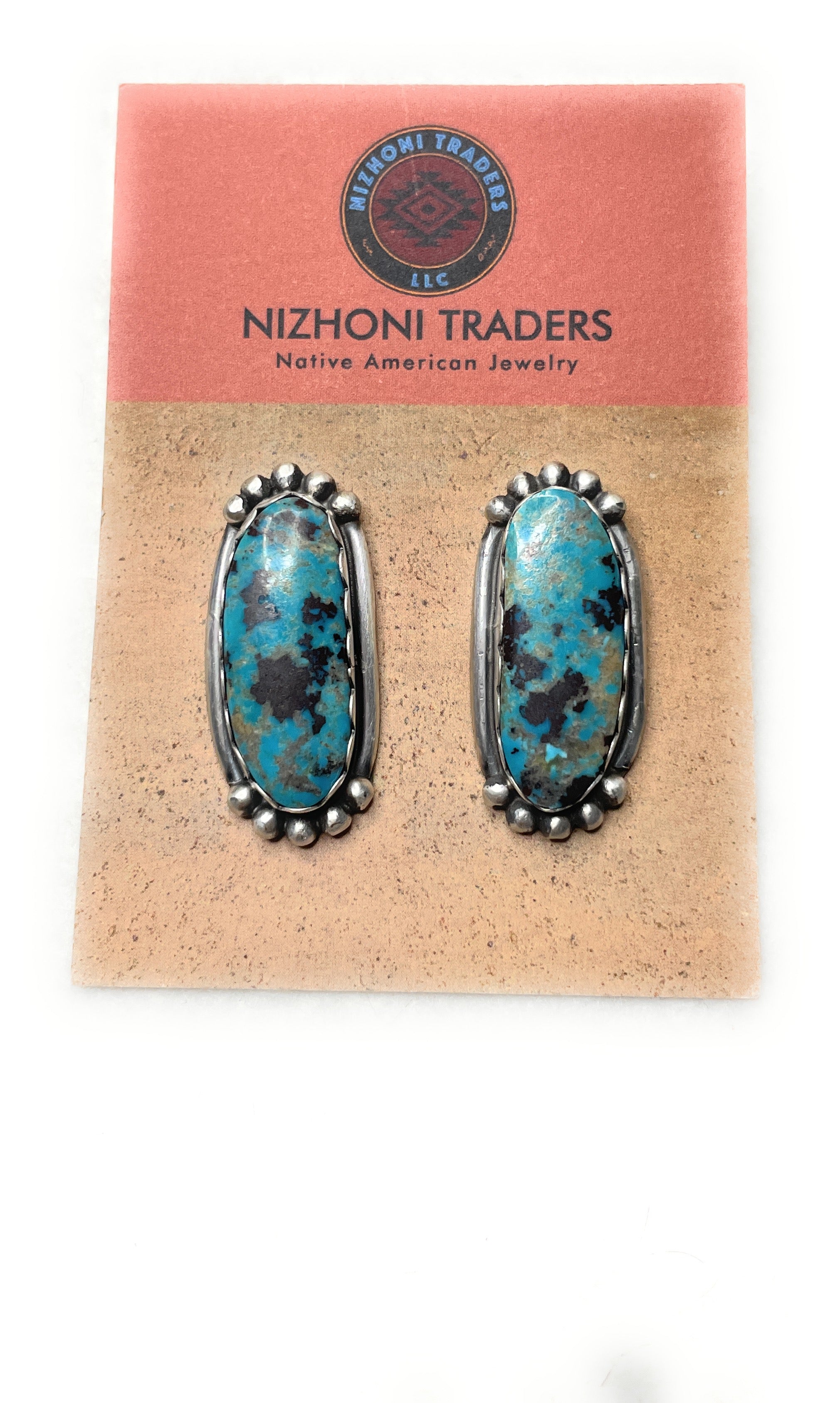 Navajo Turquoise And Sterling Silver Post Earrings