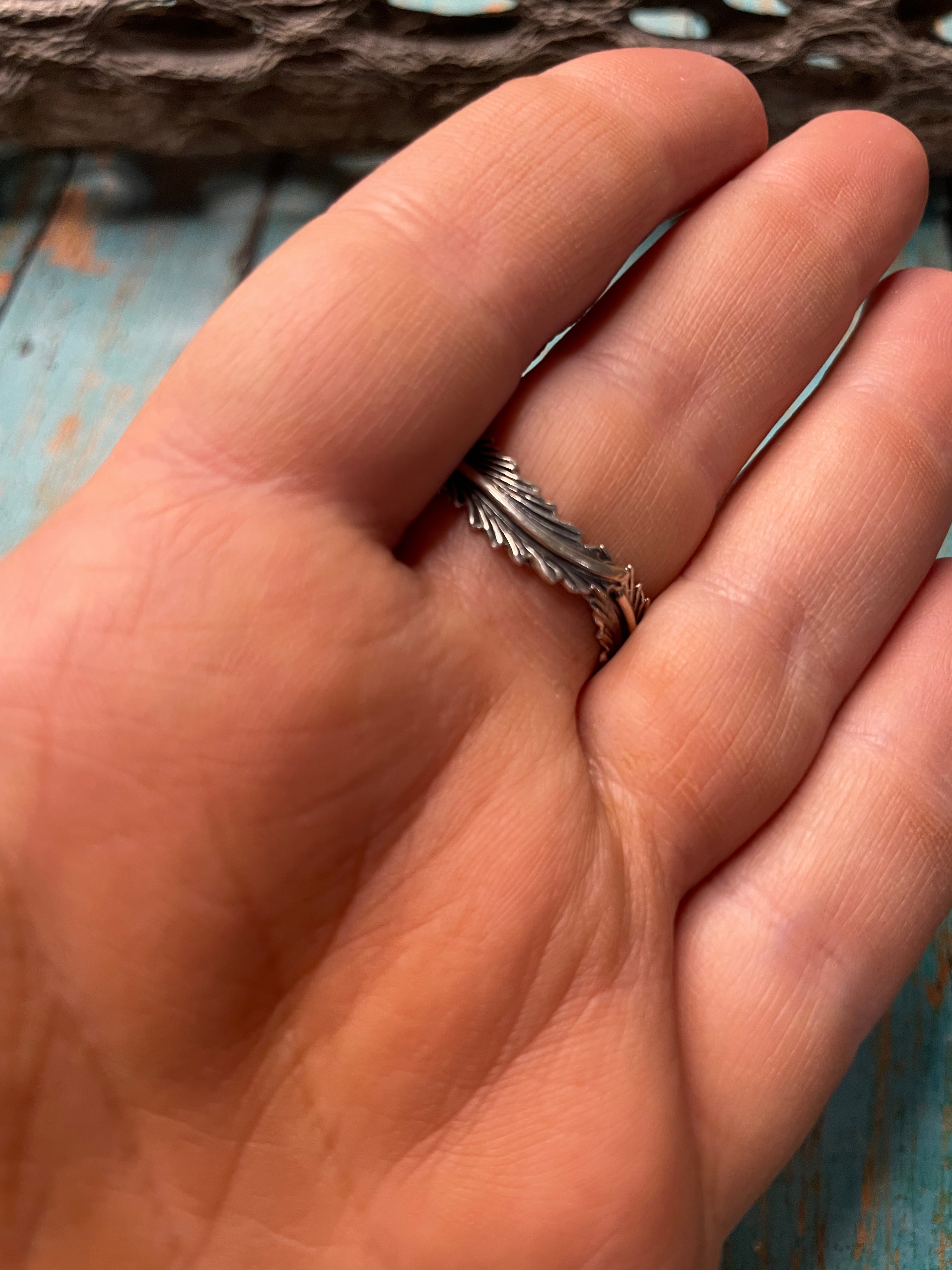 Old Pawn Navajo Sterling Silver & Turquoise Ring Size Adjustable