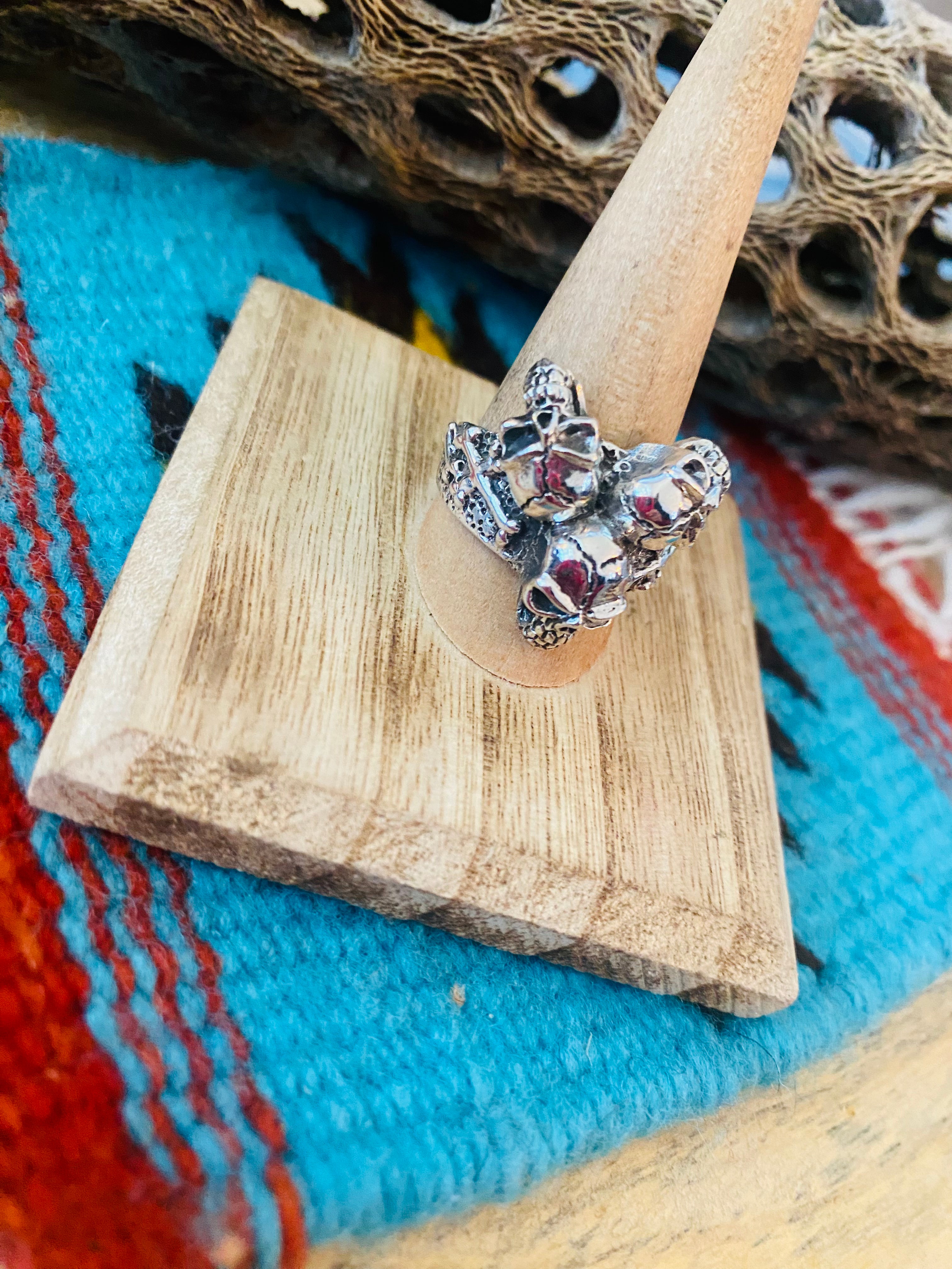 Handmade Sterling Silver Skull Ring Size 10