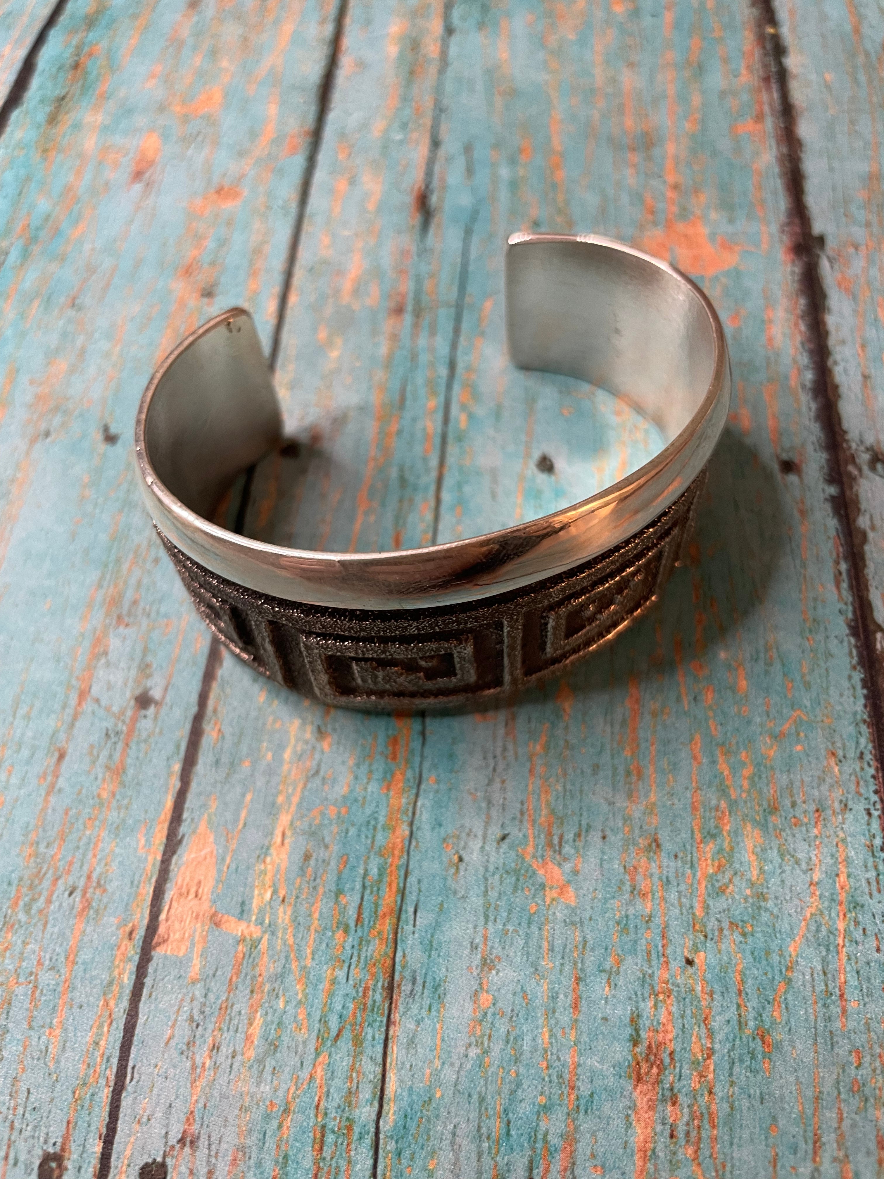 Navajo Sterling Silver Bracelet Stamped And Signed