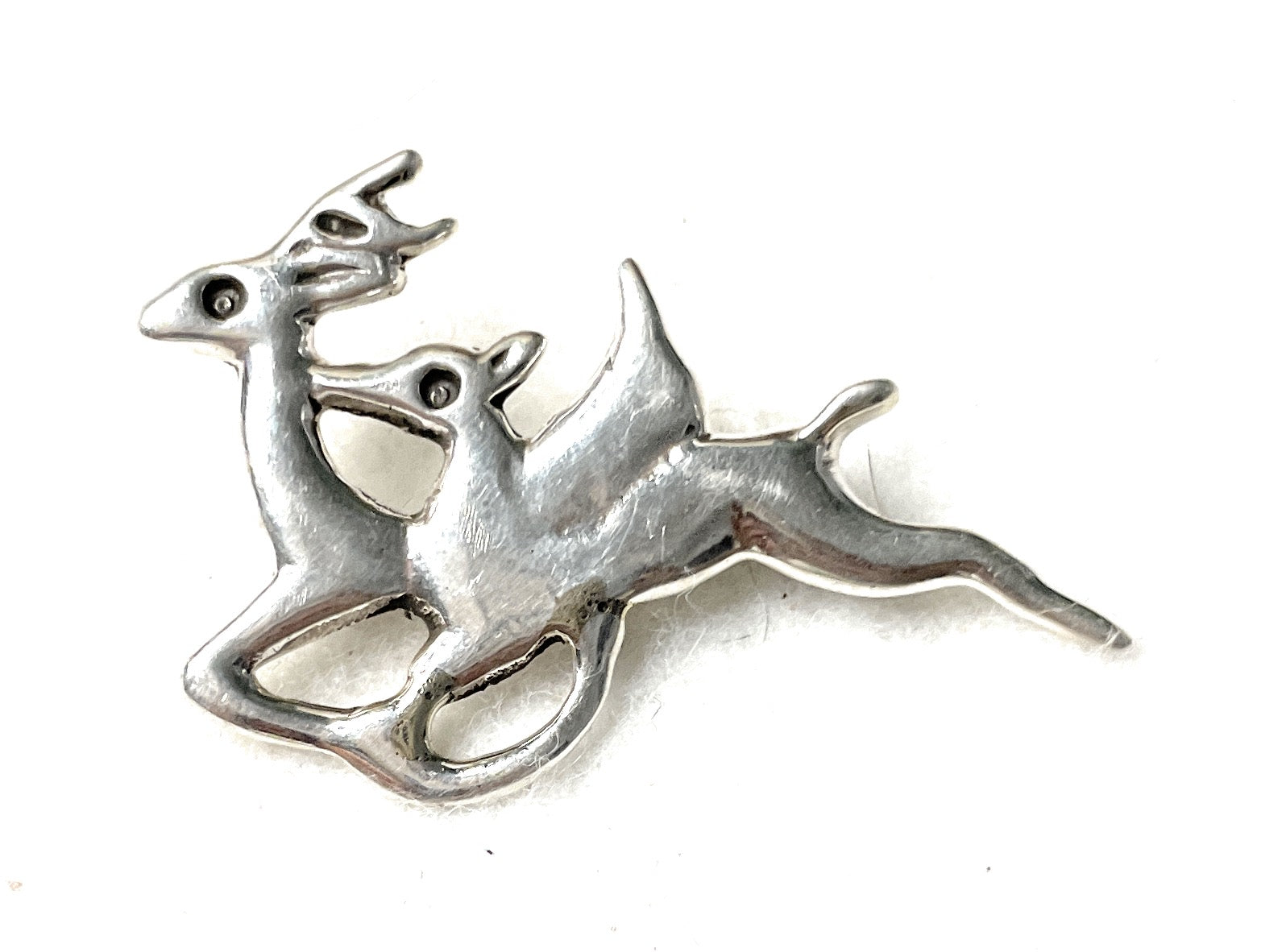 Navajo Sterling Silver Deer Pin Signed