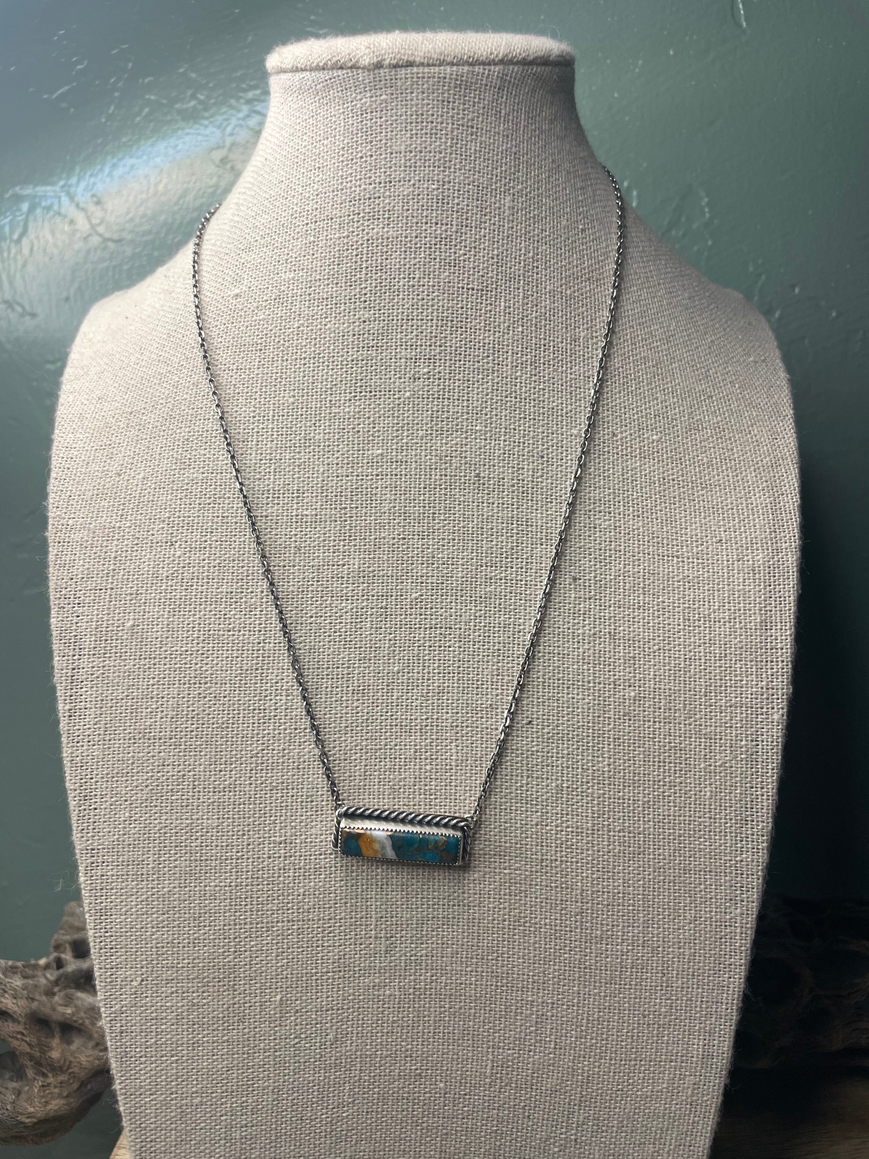 Navajo Sterling Silver Spice Bar Necklace Signed & Stamped