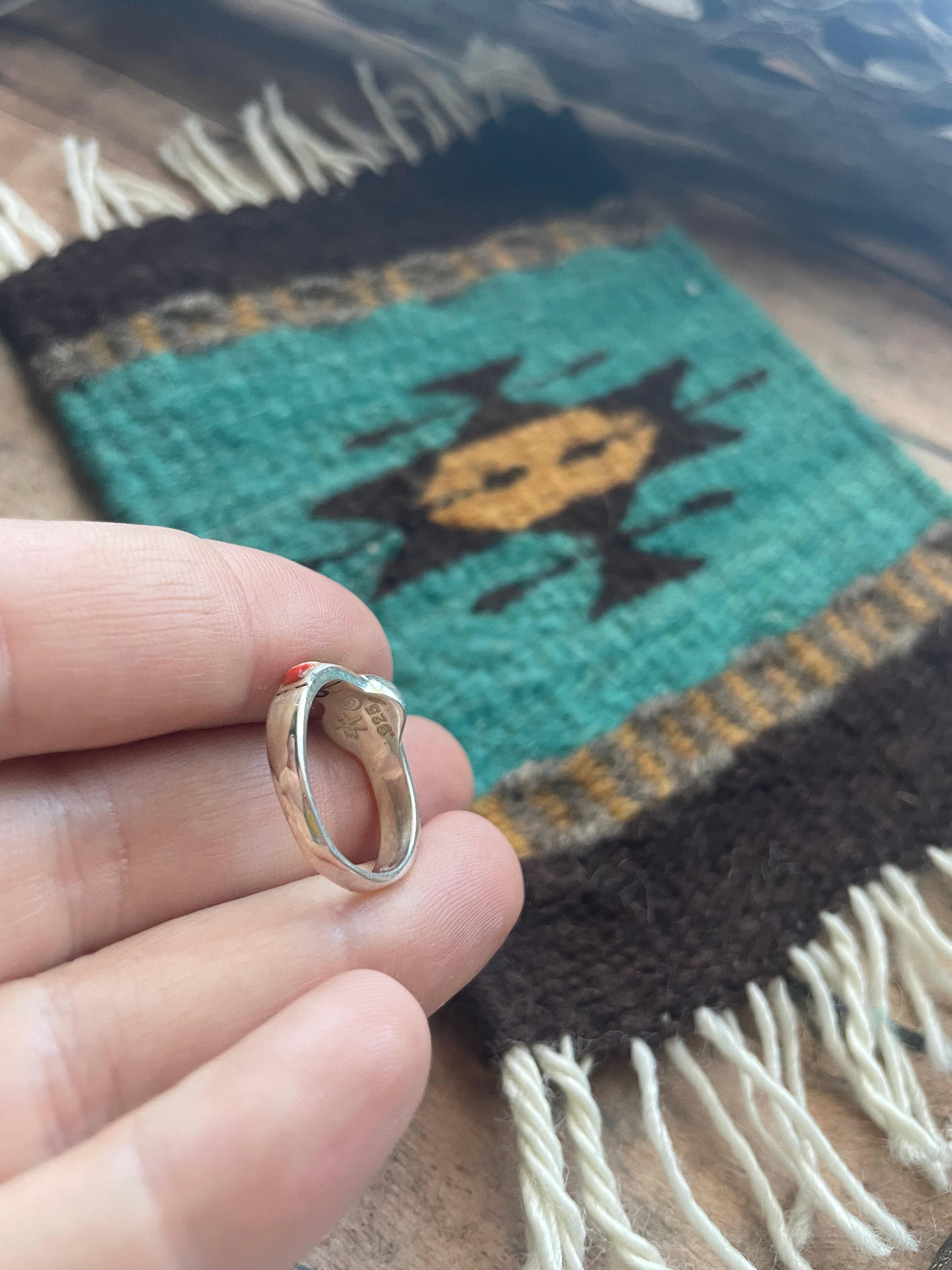 Navajo Sterling Silver & Multi Stone Inlay Ring Size 6