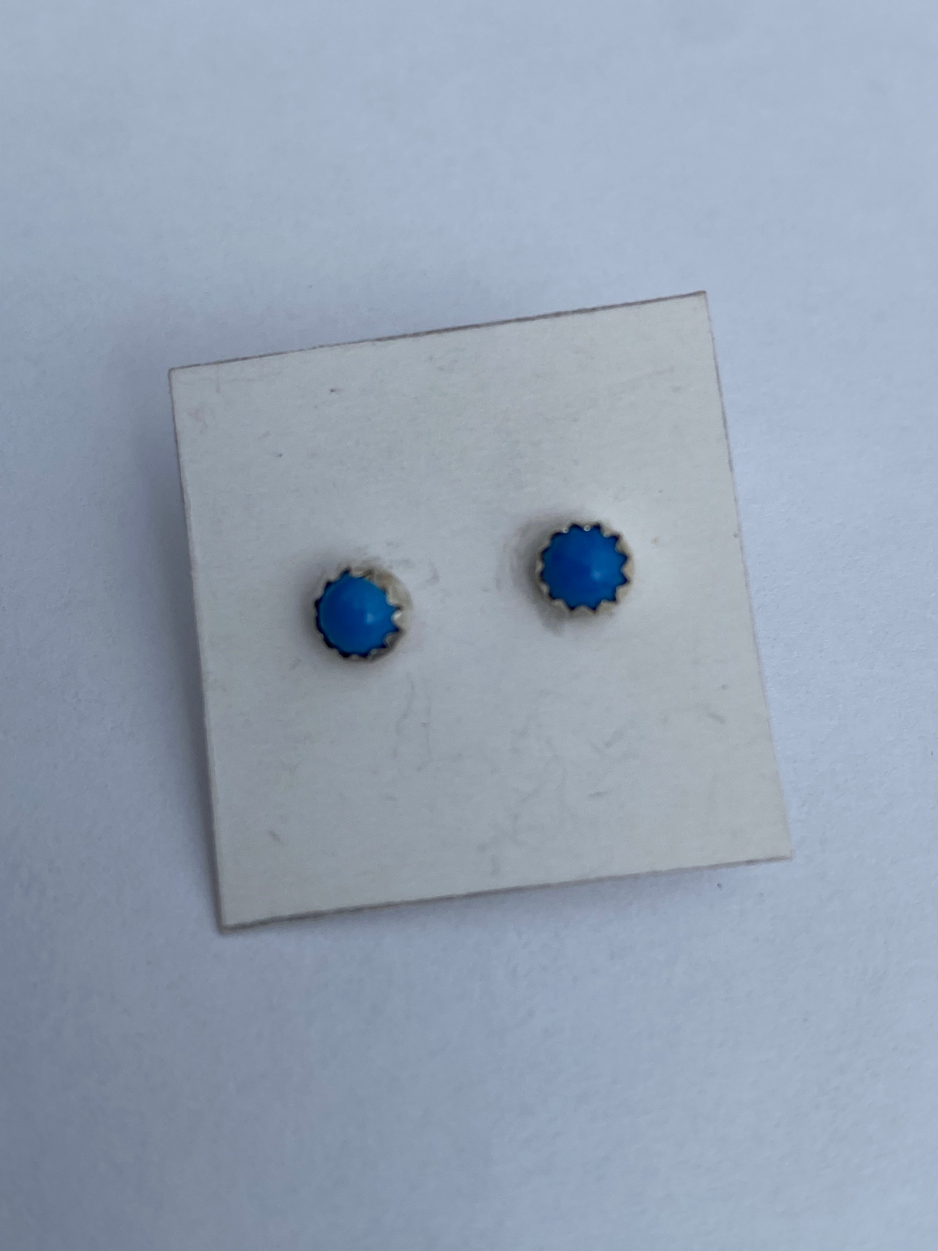 Zuni Sterling Silver Mini Denim Lapis Stud Earrings