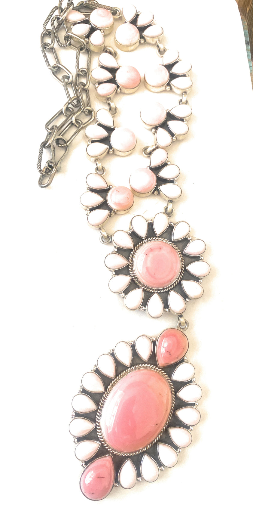 Navajo Pearl + Triple Pink Conch Chippy Necklace main image 1