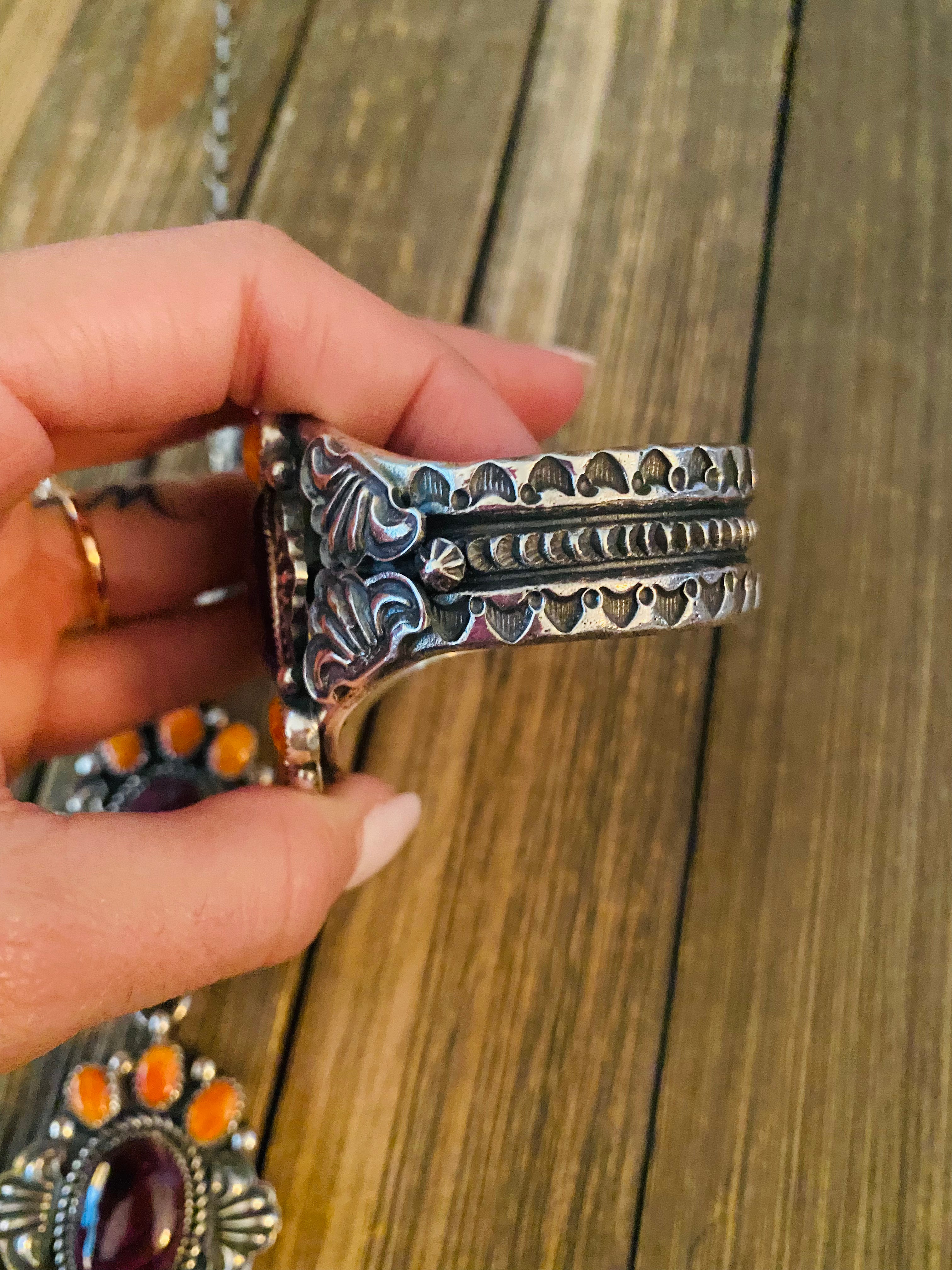 Navajo Multicolor Spiny And Sterling Silver 4 Piece Set by Kevin Billah