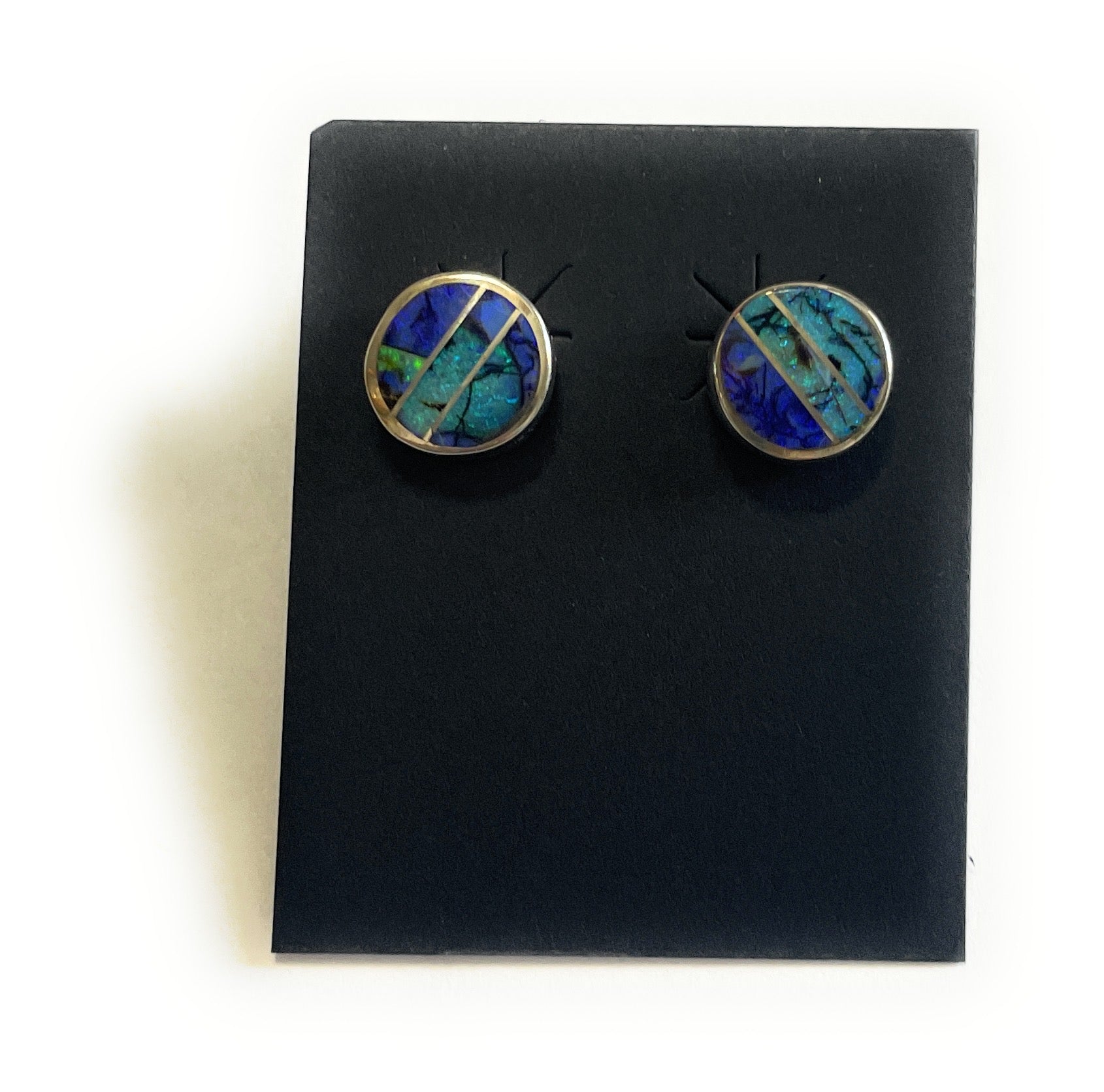 Navajo Blue Opal Inlay & Sterling Silver Stud Earring