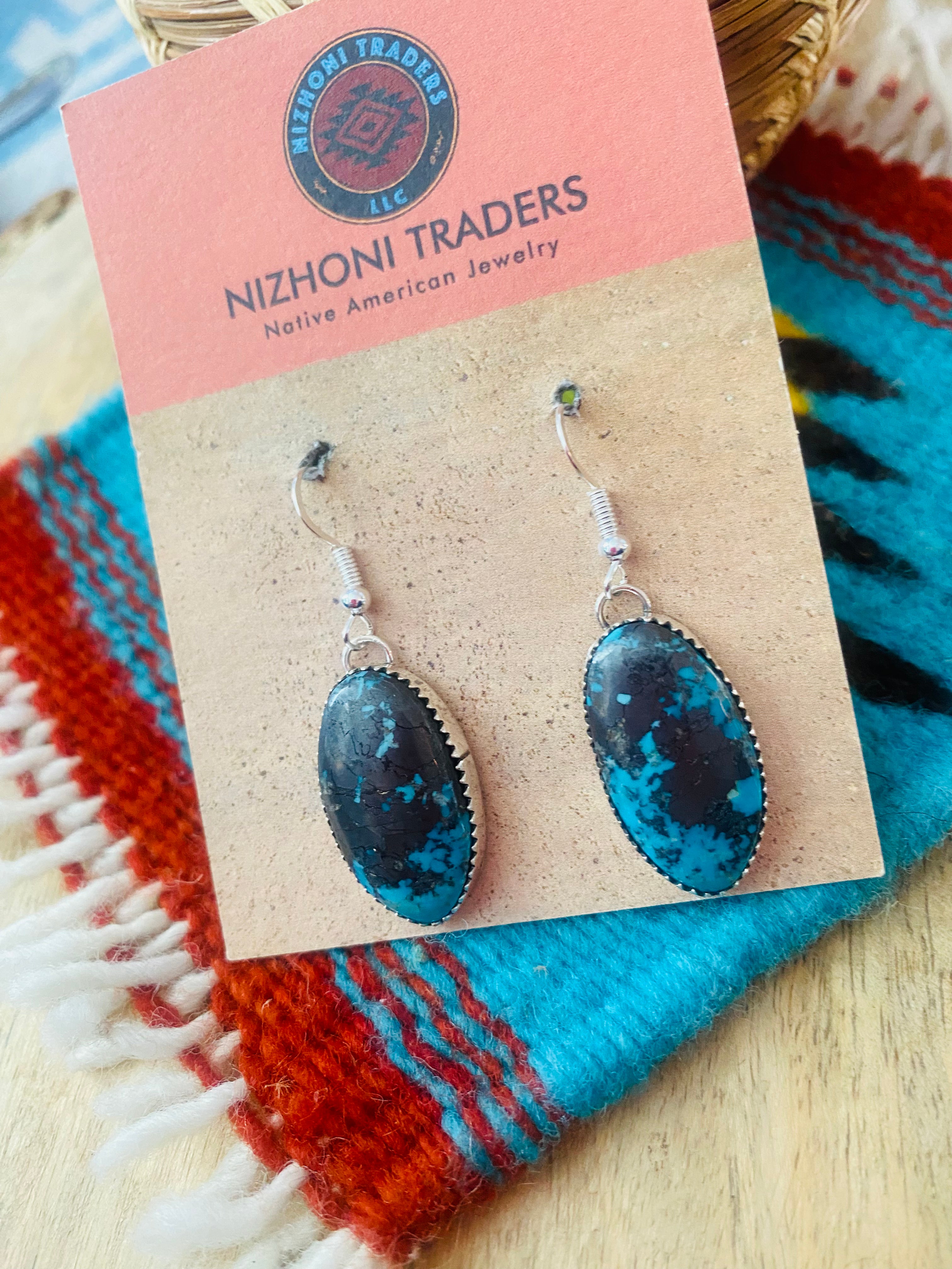 Navajo Turquoise & Sterling Silver Dangle Earrings