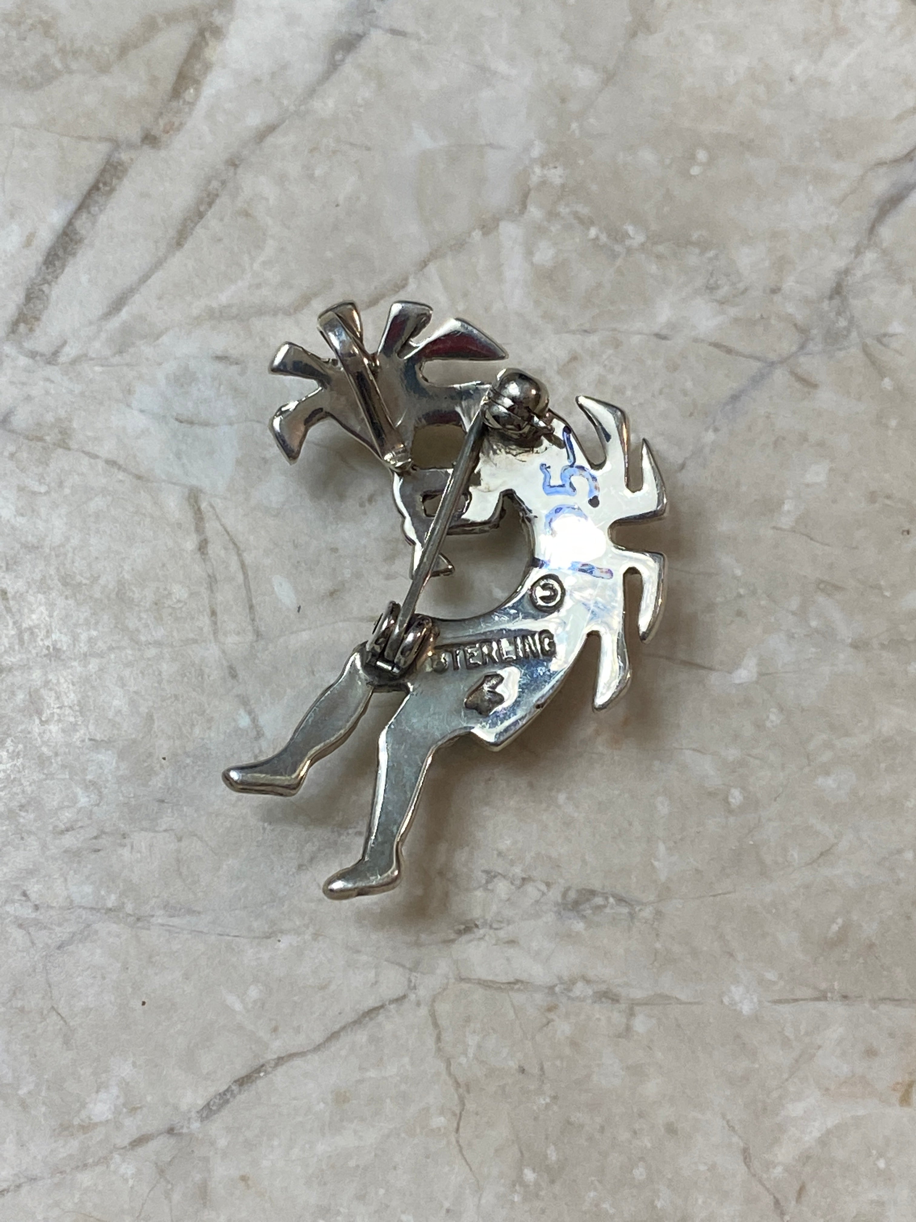 Navajo Turquoise 8 & Sterling Silver Kokopelli Pin & Pendant