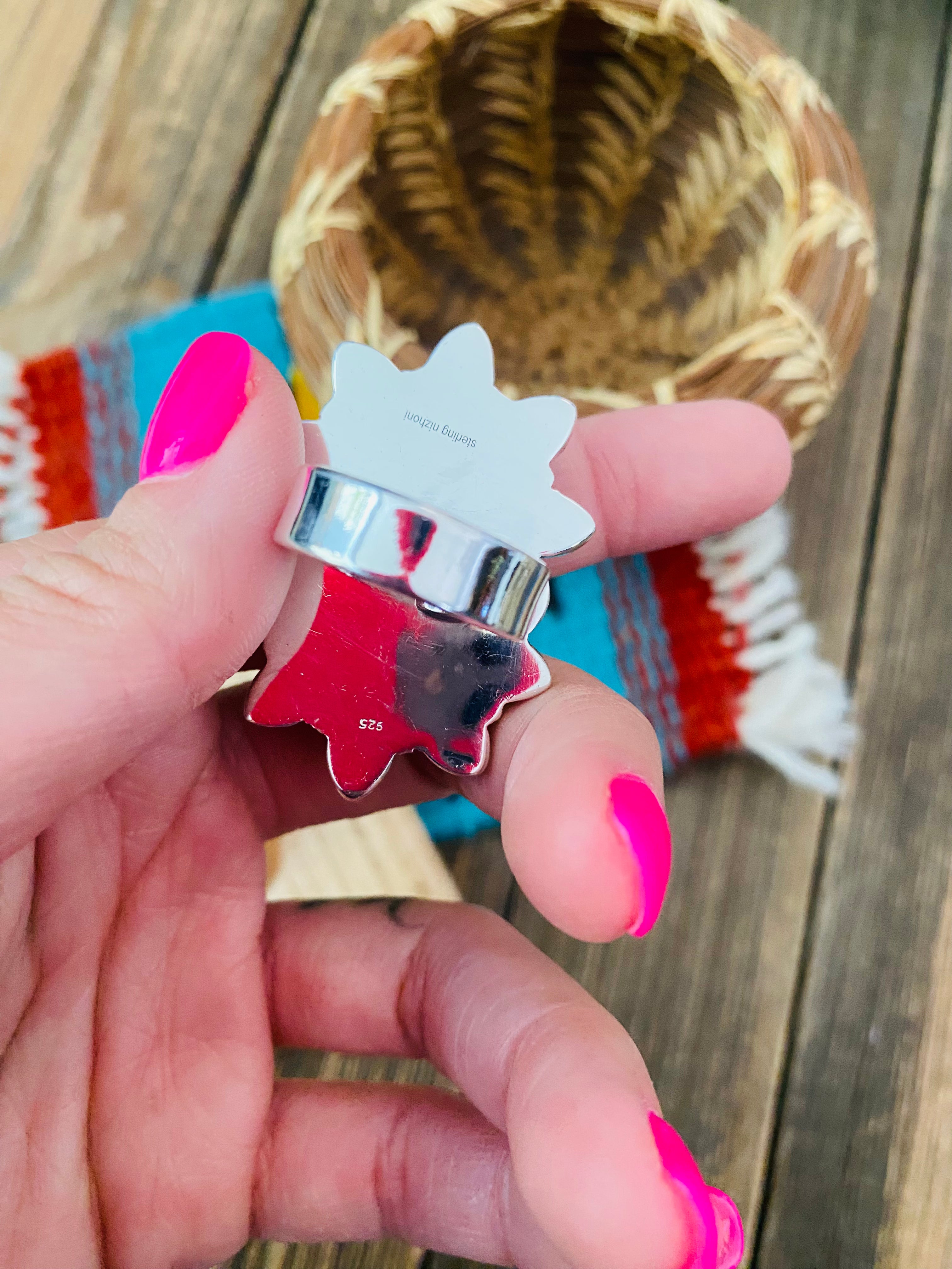 Handmade Sterling Silver, Pink Dream & Fluorite Adjustable Ring