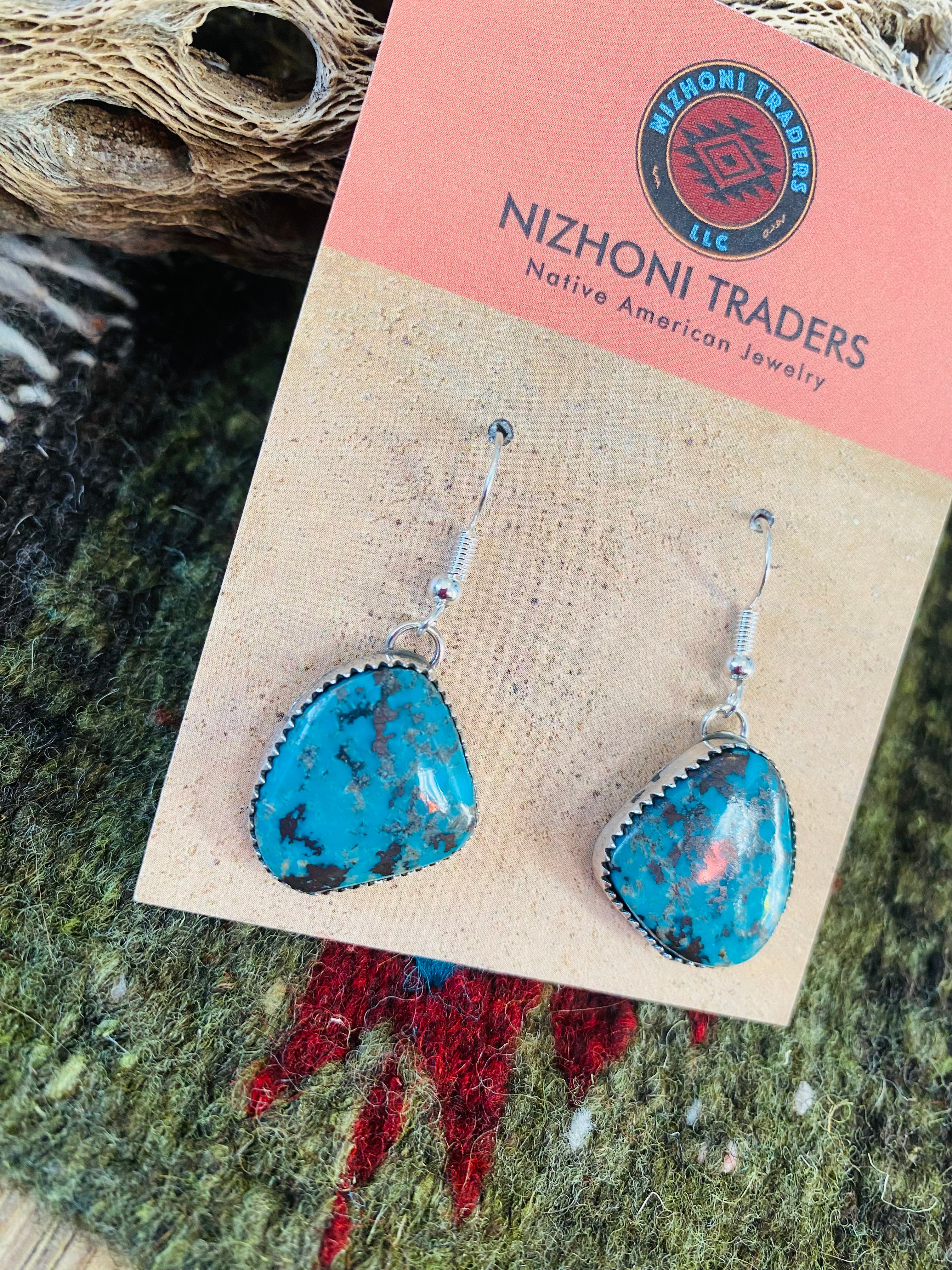 Navajo Turquoise & Sterling Silver Dangle Earrings