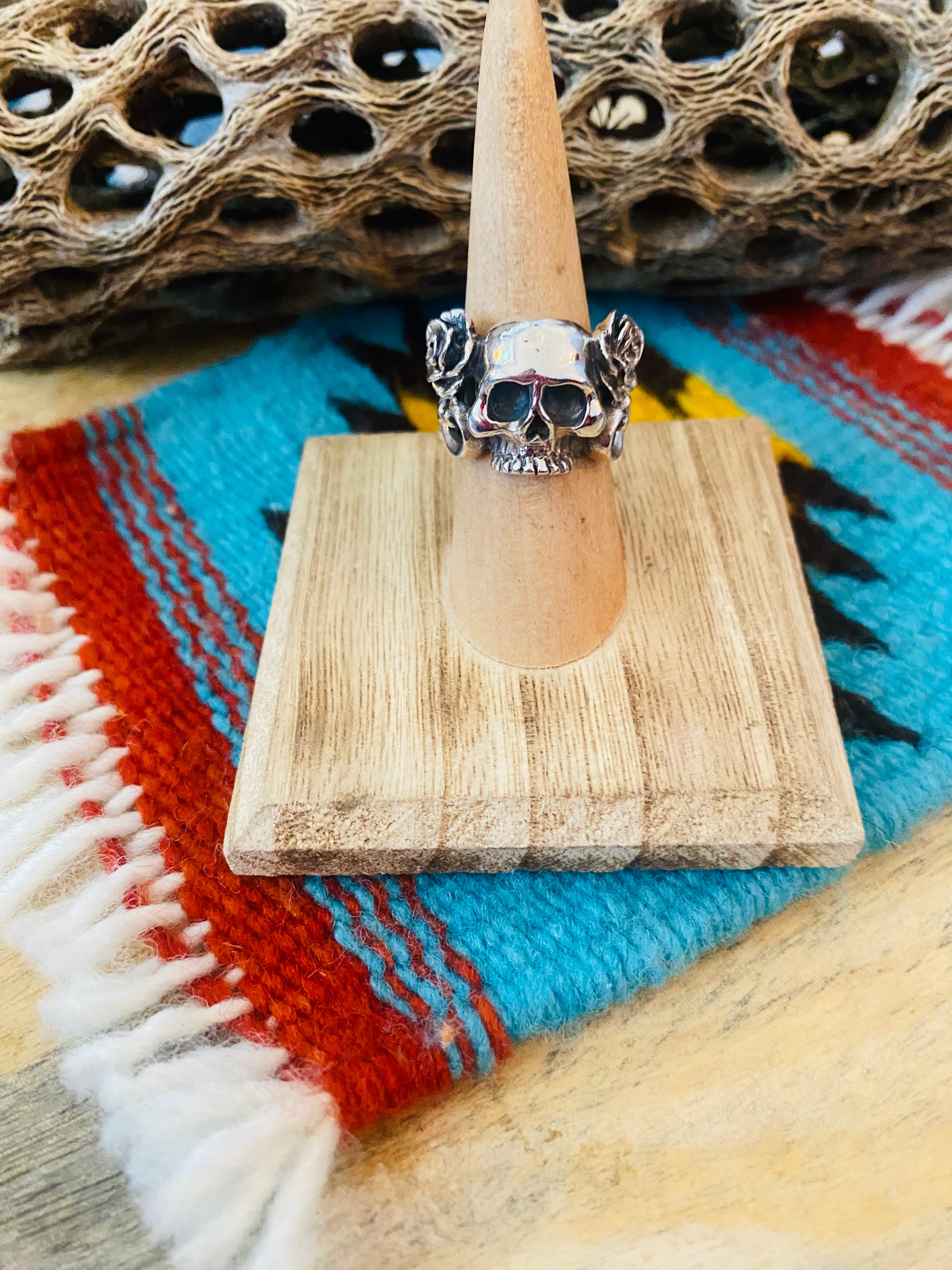 Handmade Sterling Silver Skull Ring Size 6