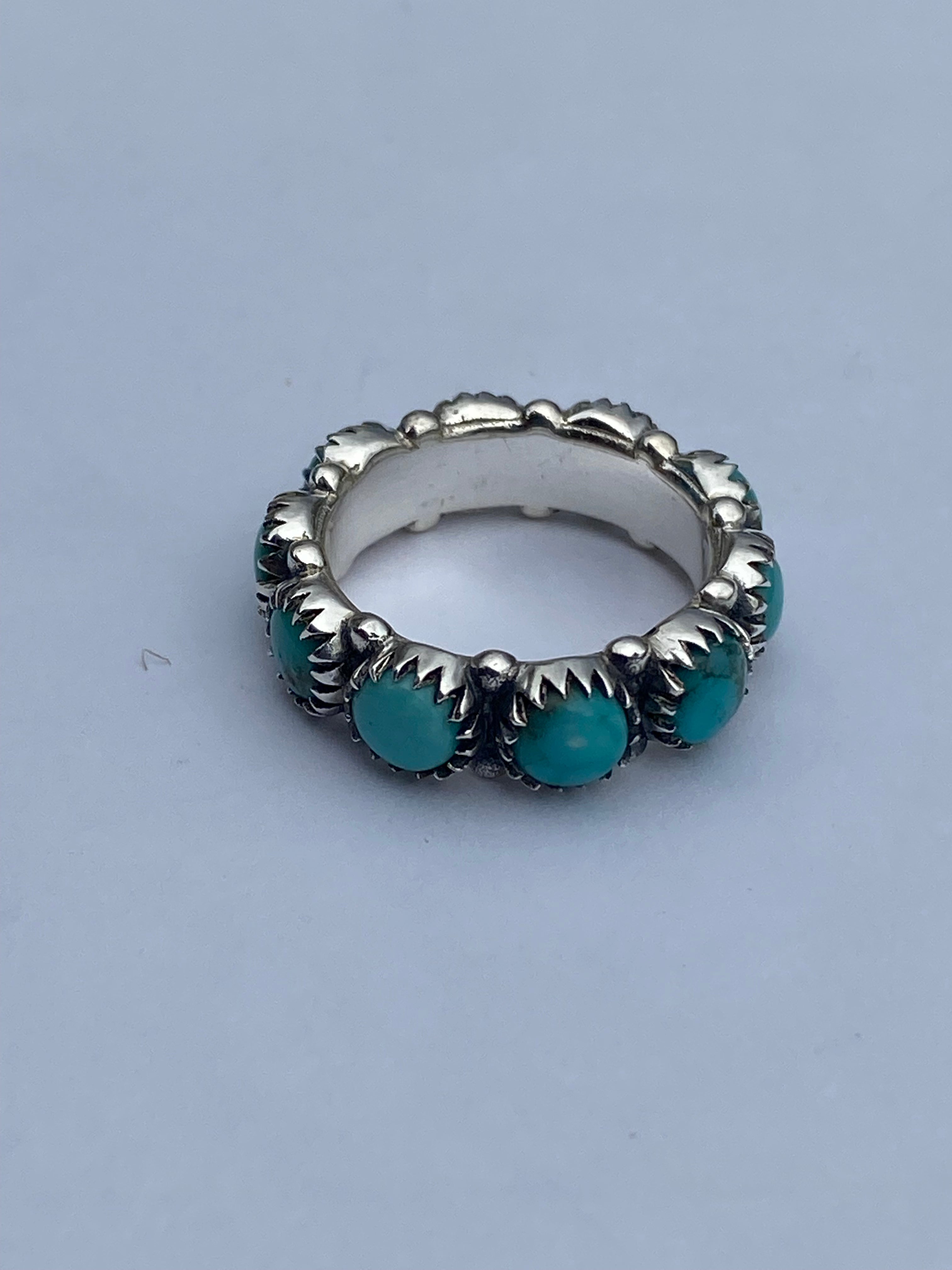 Natural Kingman Turquoise & Sterling Silver Eternity Band