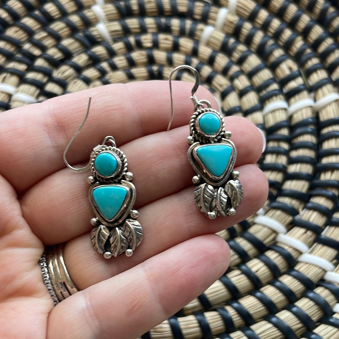 Navajo Sterling Silver & Turquoise Dangle Earrings