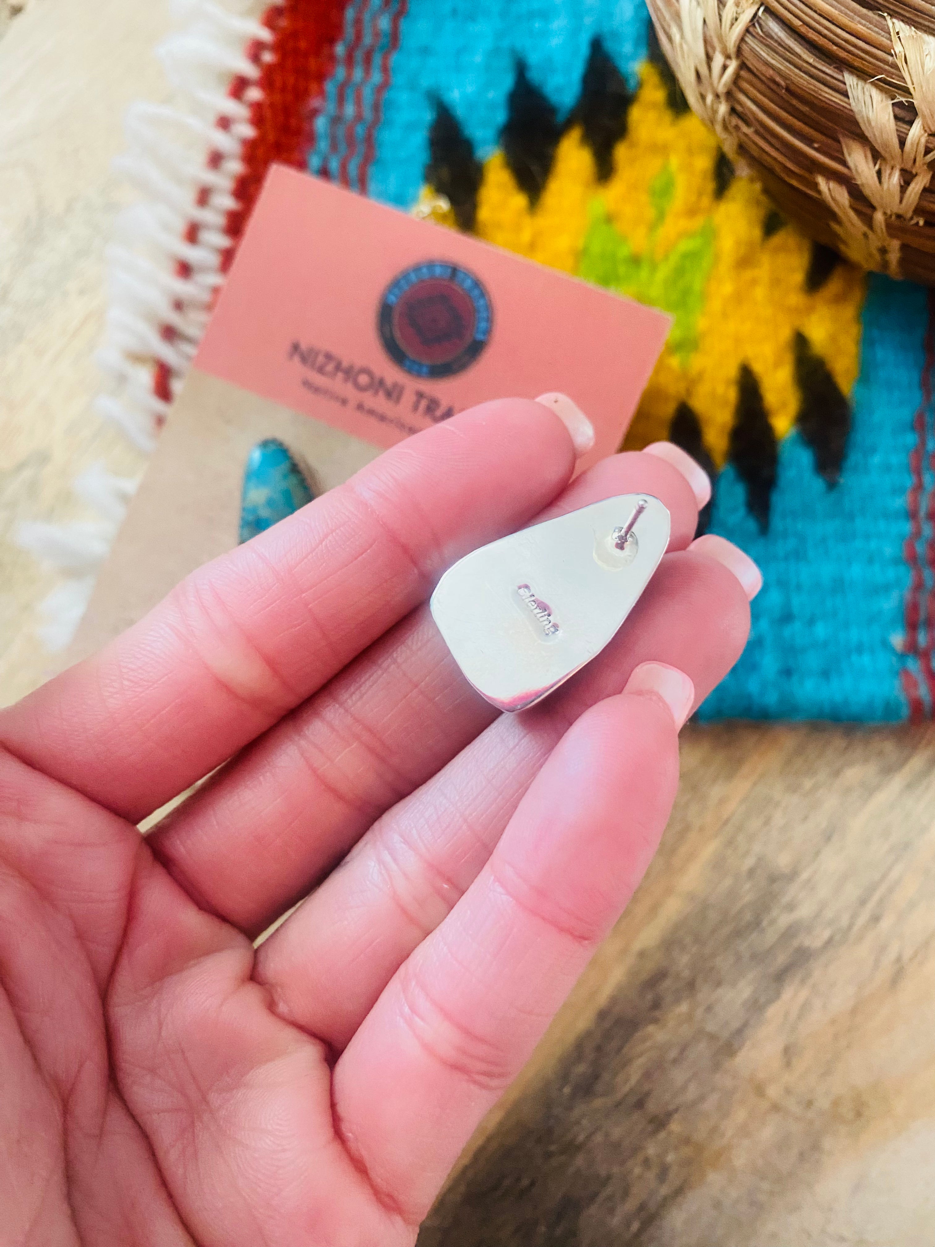 Navajo Turquoise & Sterling Silver Stud Earrings