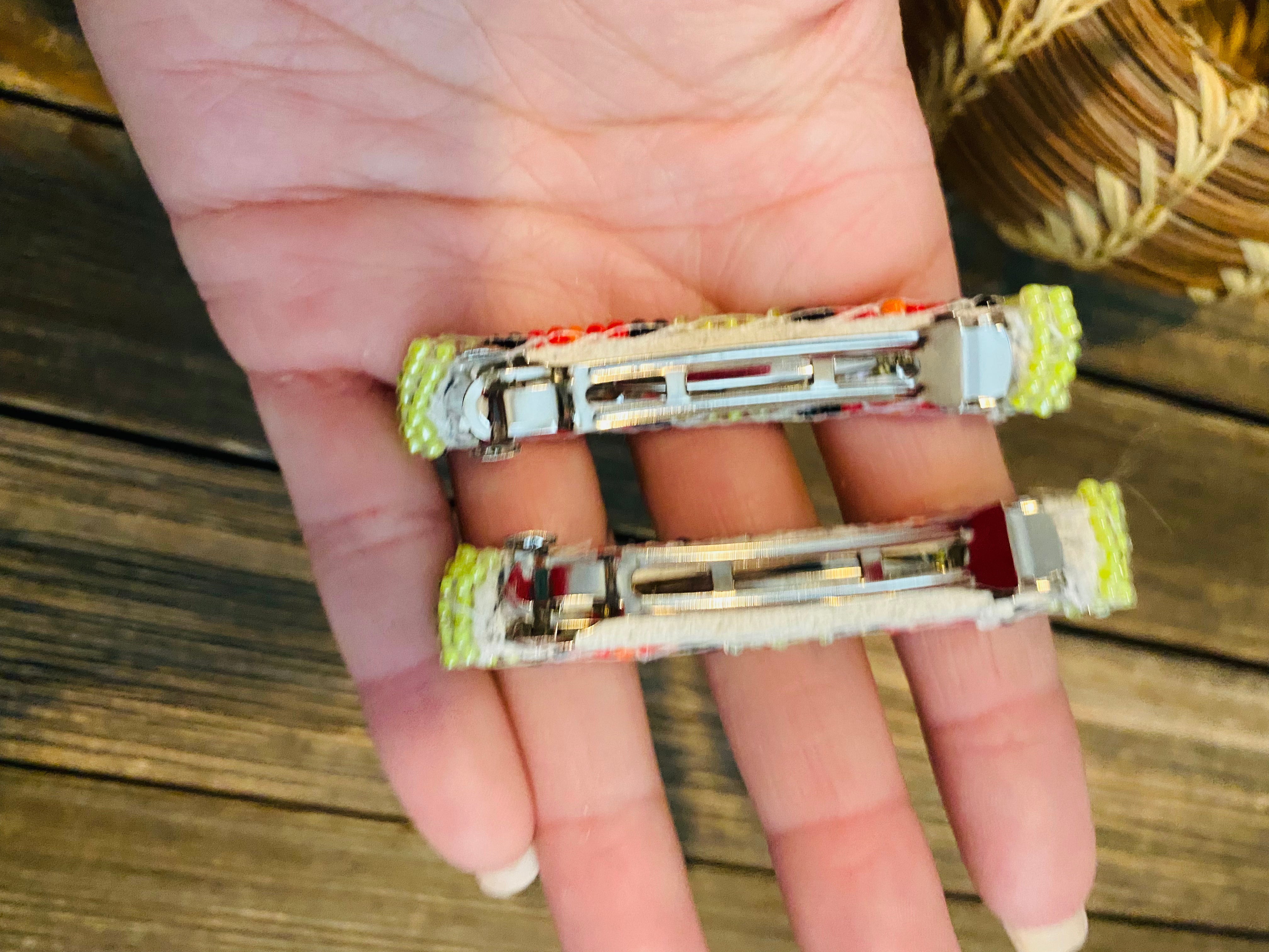 Navajo Handmade Beaded Barrette Set