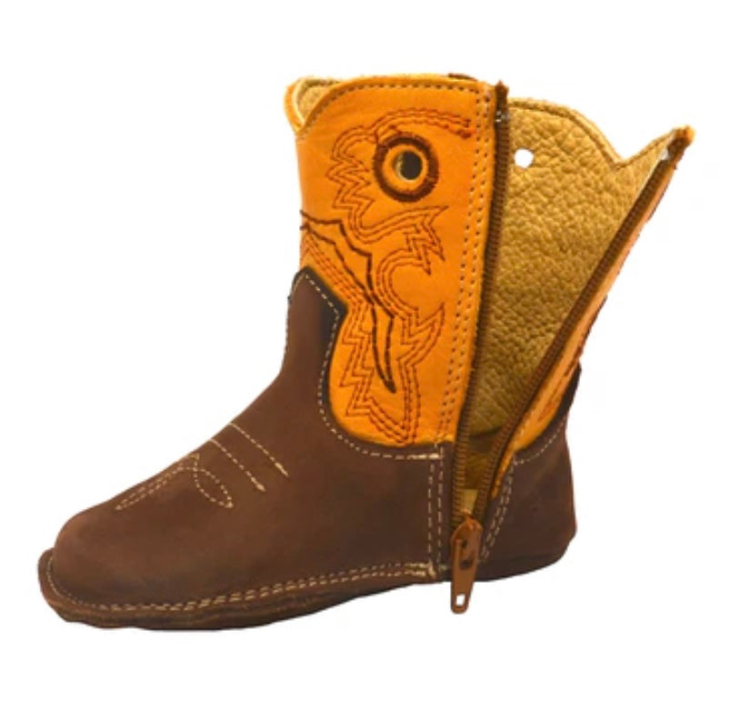 Western Leather infant Baby Boots Amber