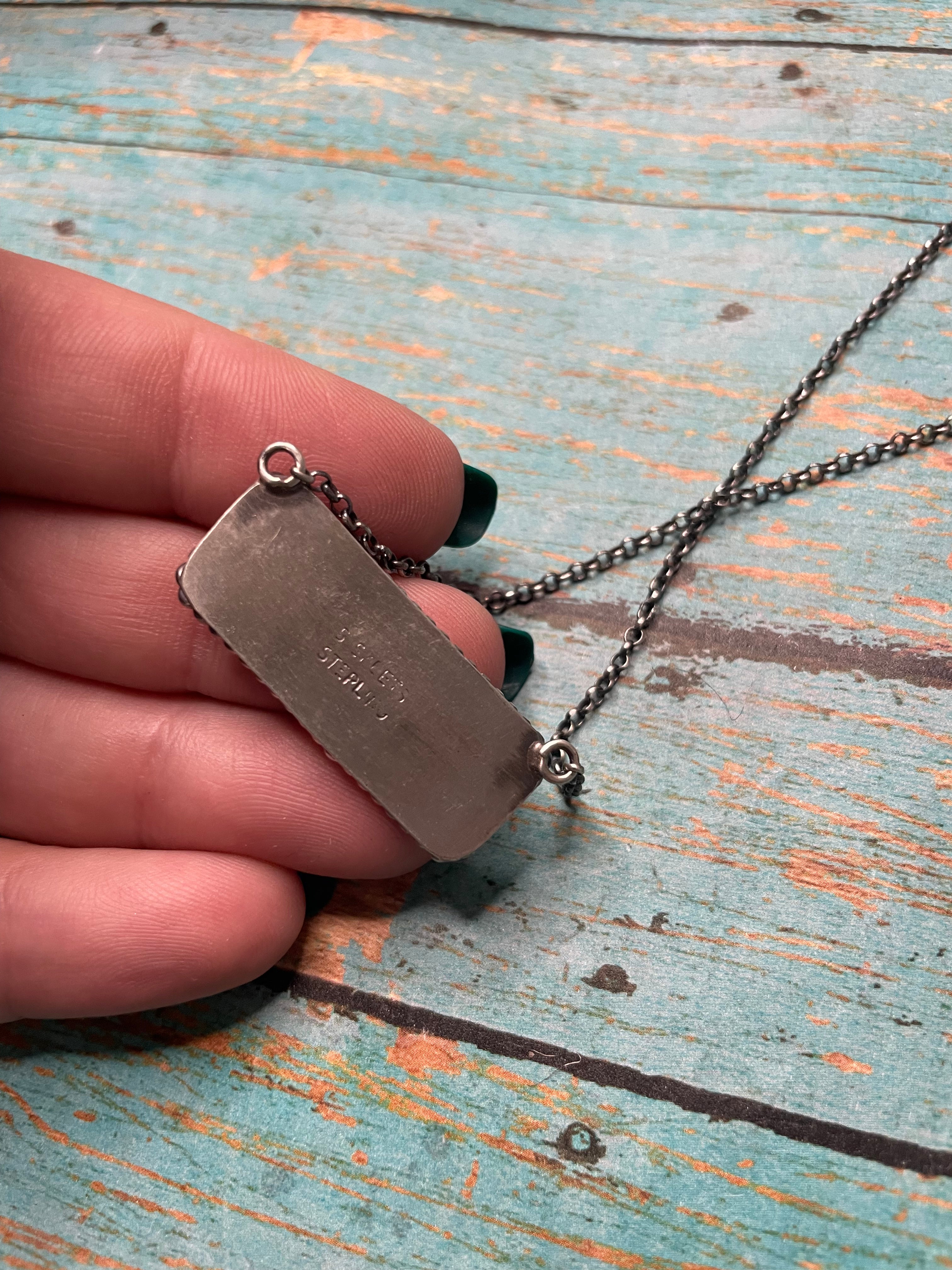 Navajo Sterling Silver & Royston Turquoise Bar Necklace