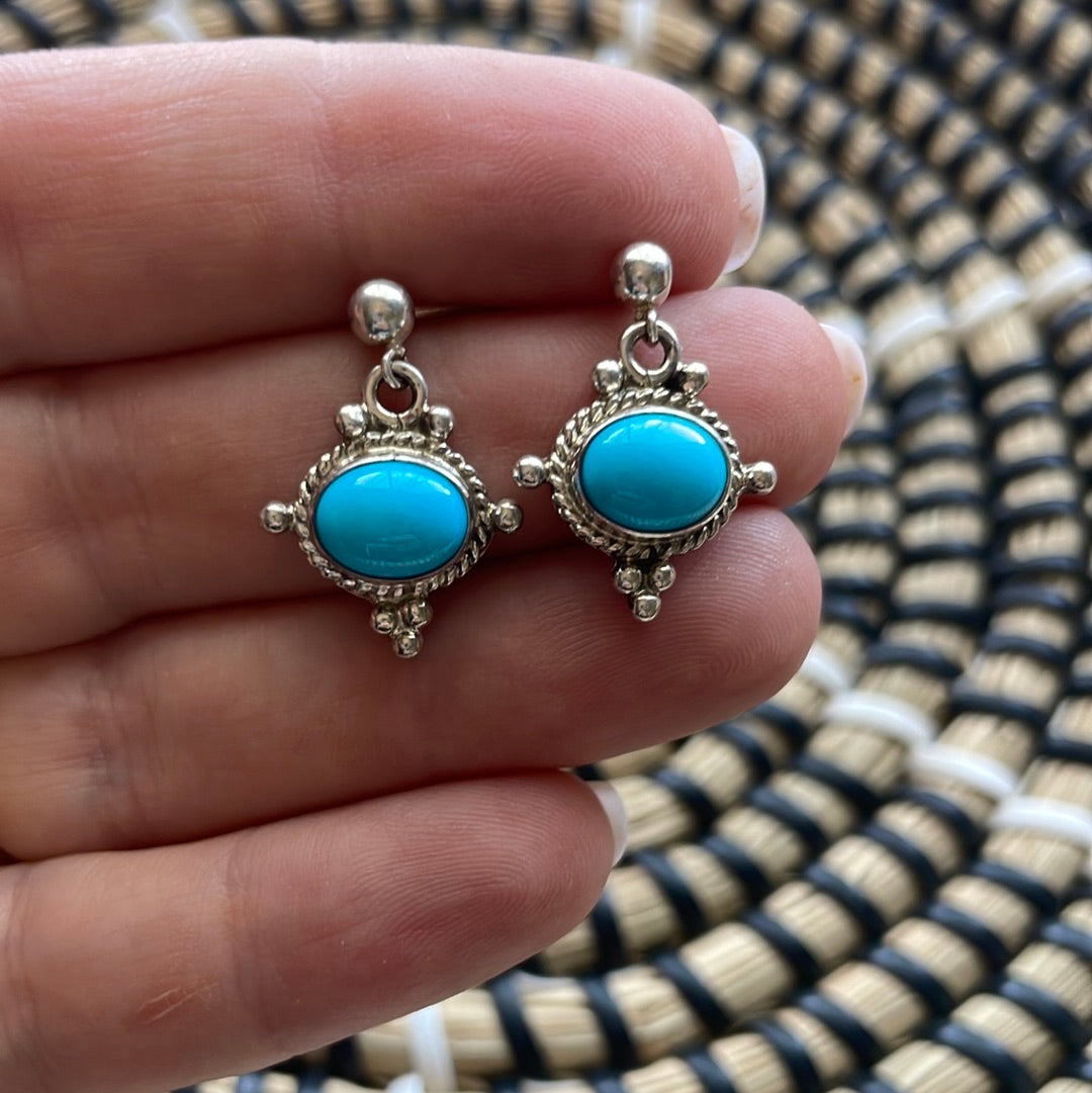 Navajo Sterling Silver & Turquoise Dangle Earrings