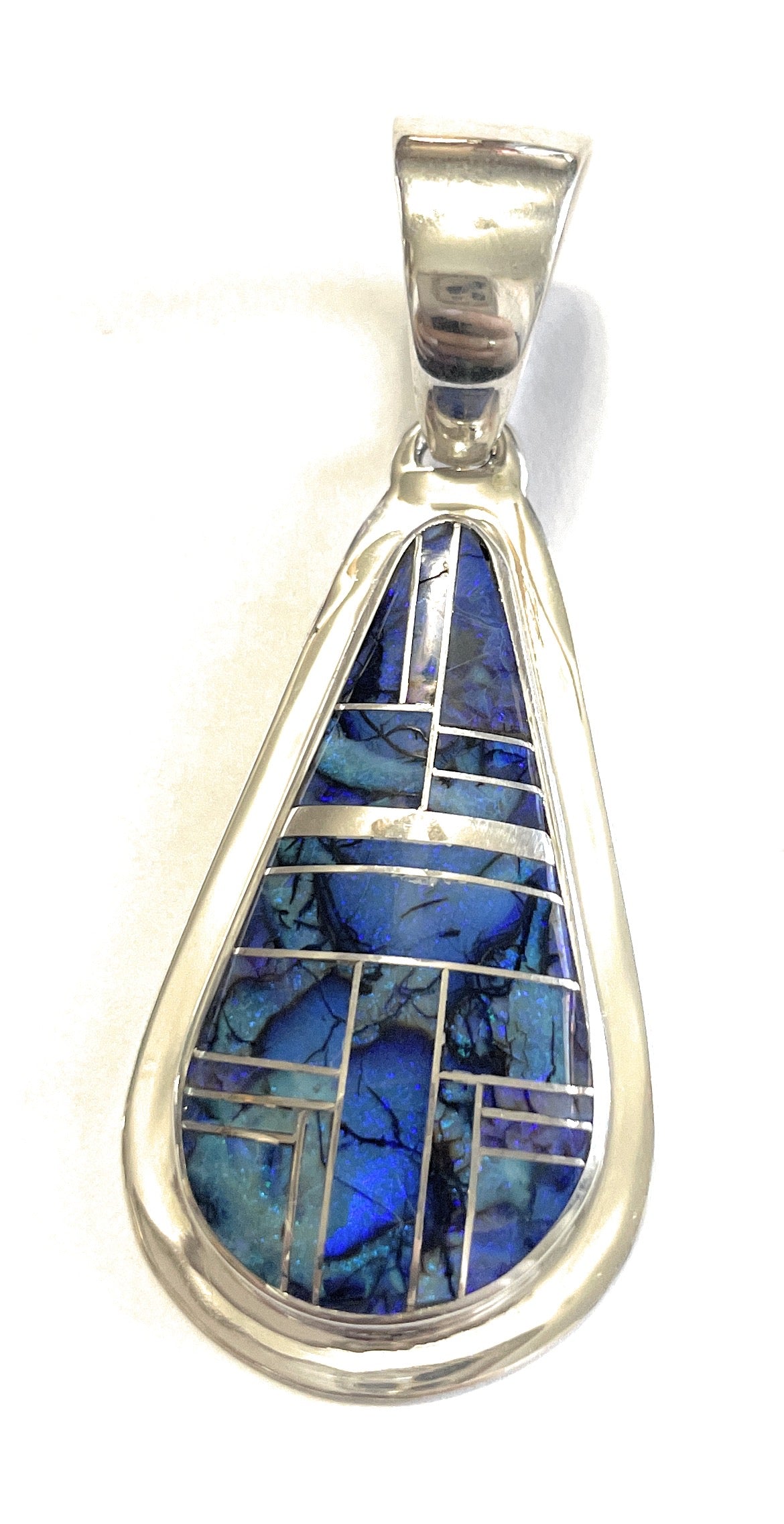 Navajo Sterling Silver & Blue Opal Inlay Pendant